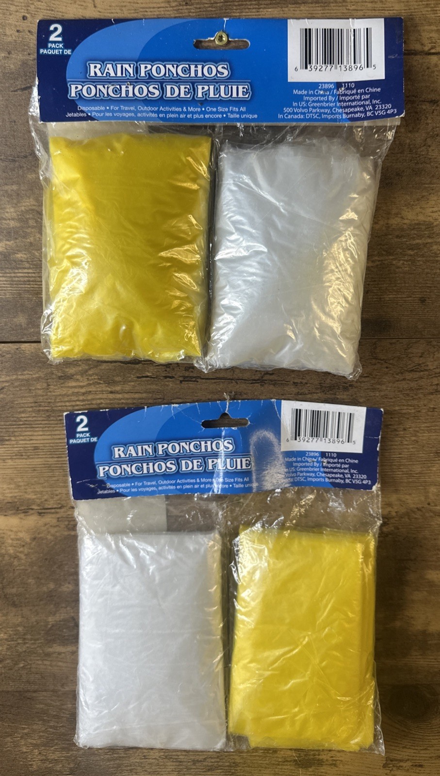 BUNDLE OF 2 – 2 PACKS RAIN PONCHOS DISPOSABLE FAST SHIPPING USA NEW YELLOW