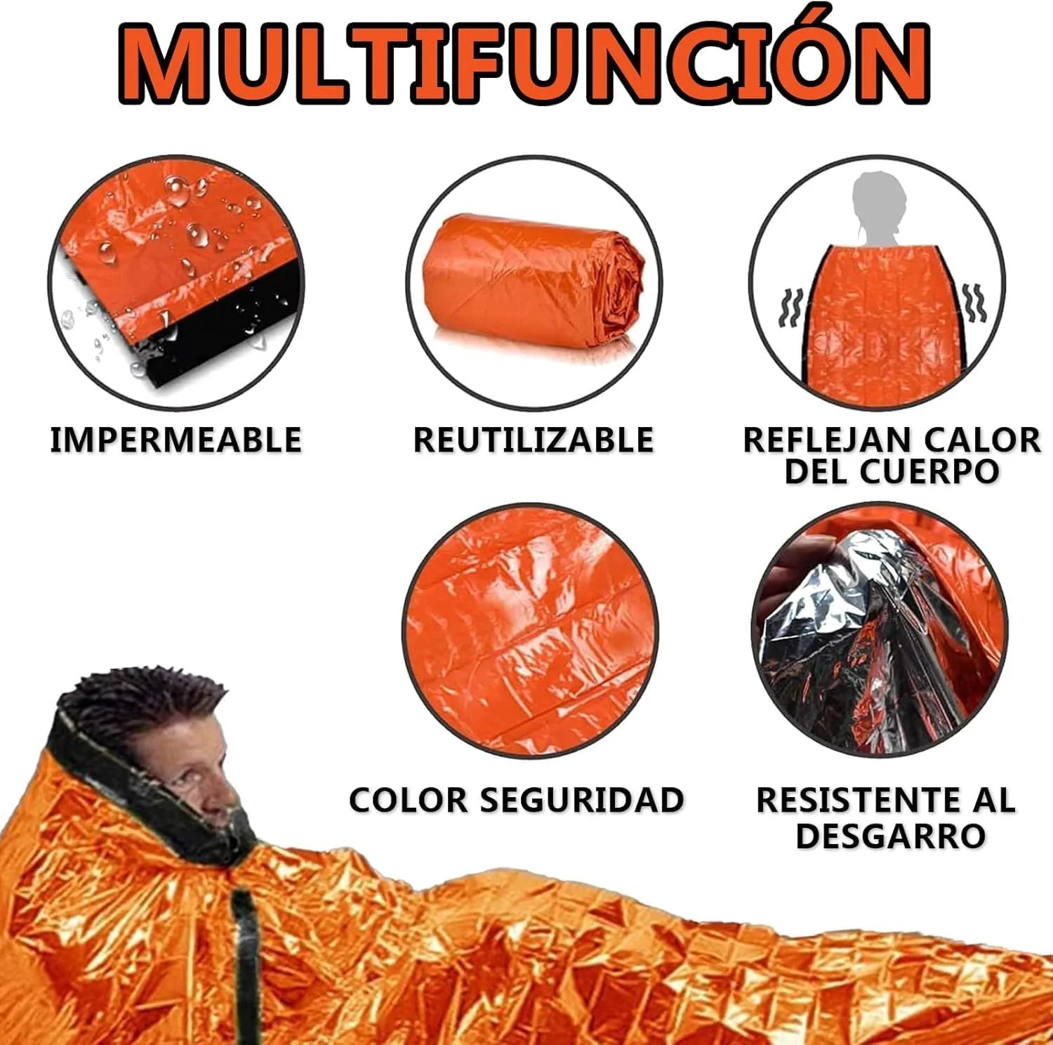 Outdoor Insulated Survival Kits-Emergency Blankets(5 Pack),1 Emergency Sleeping