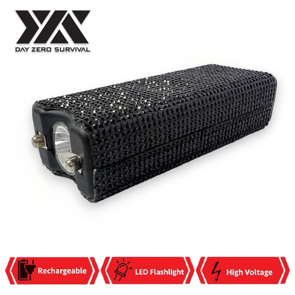 Bling It On Rhinestone Self Defense Stun Gun Black Jeweled Personal Security