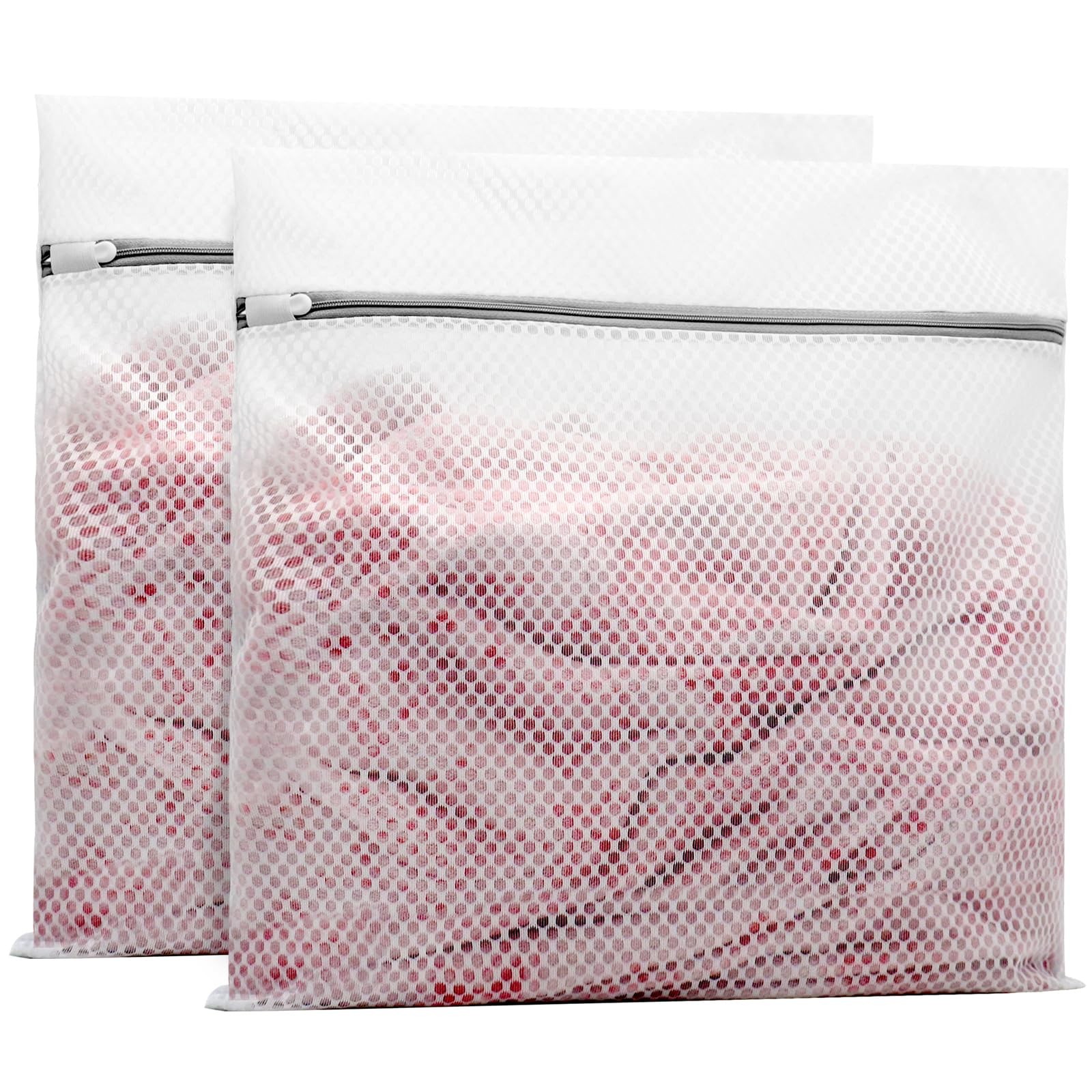 Muchfun 2Pcs Durable Honeycomb Mesh Laundry Bags for 2 XX-Large, White
