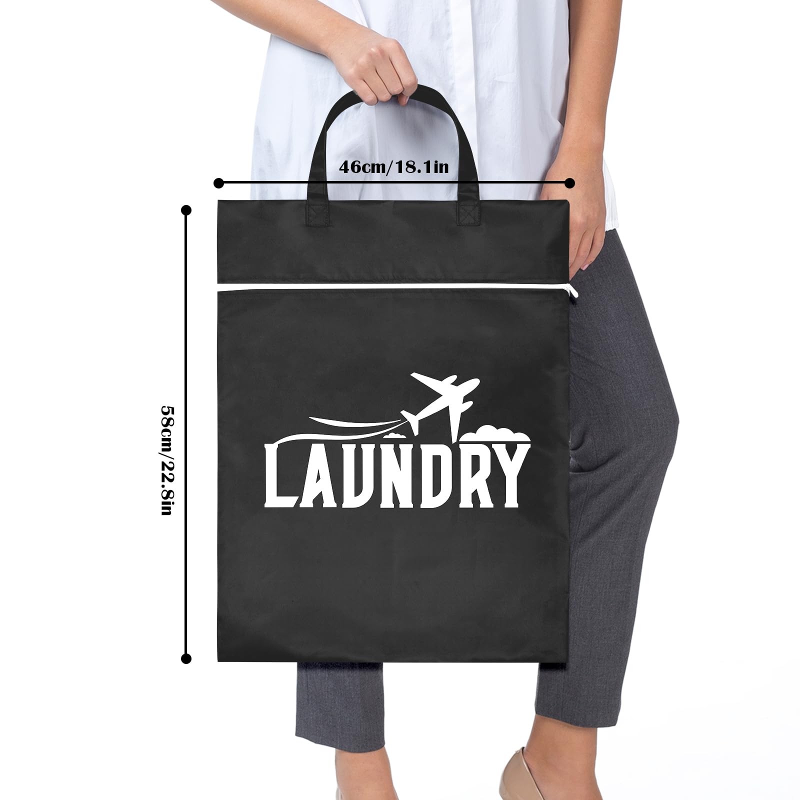 2 Pcs Large Travel Laundry Bag – Washable 18.1 x 22.8 inches, Black+Blue
