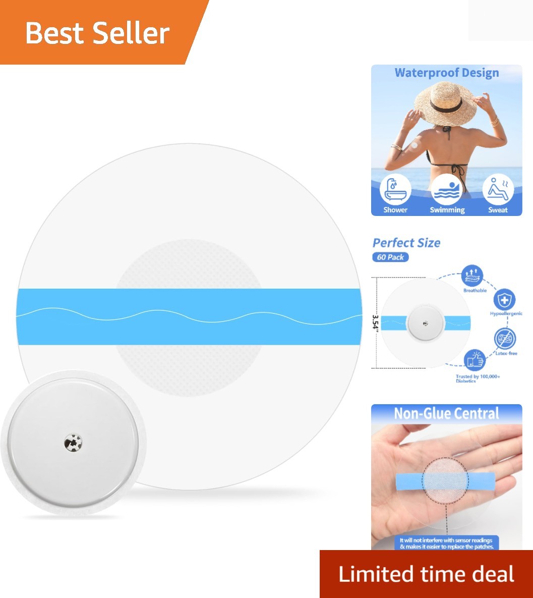 Libre 2 Sensor Covers, 60Pack Waterproof Freestyle Adhesive Patches for Libre…