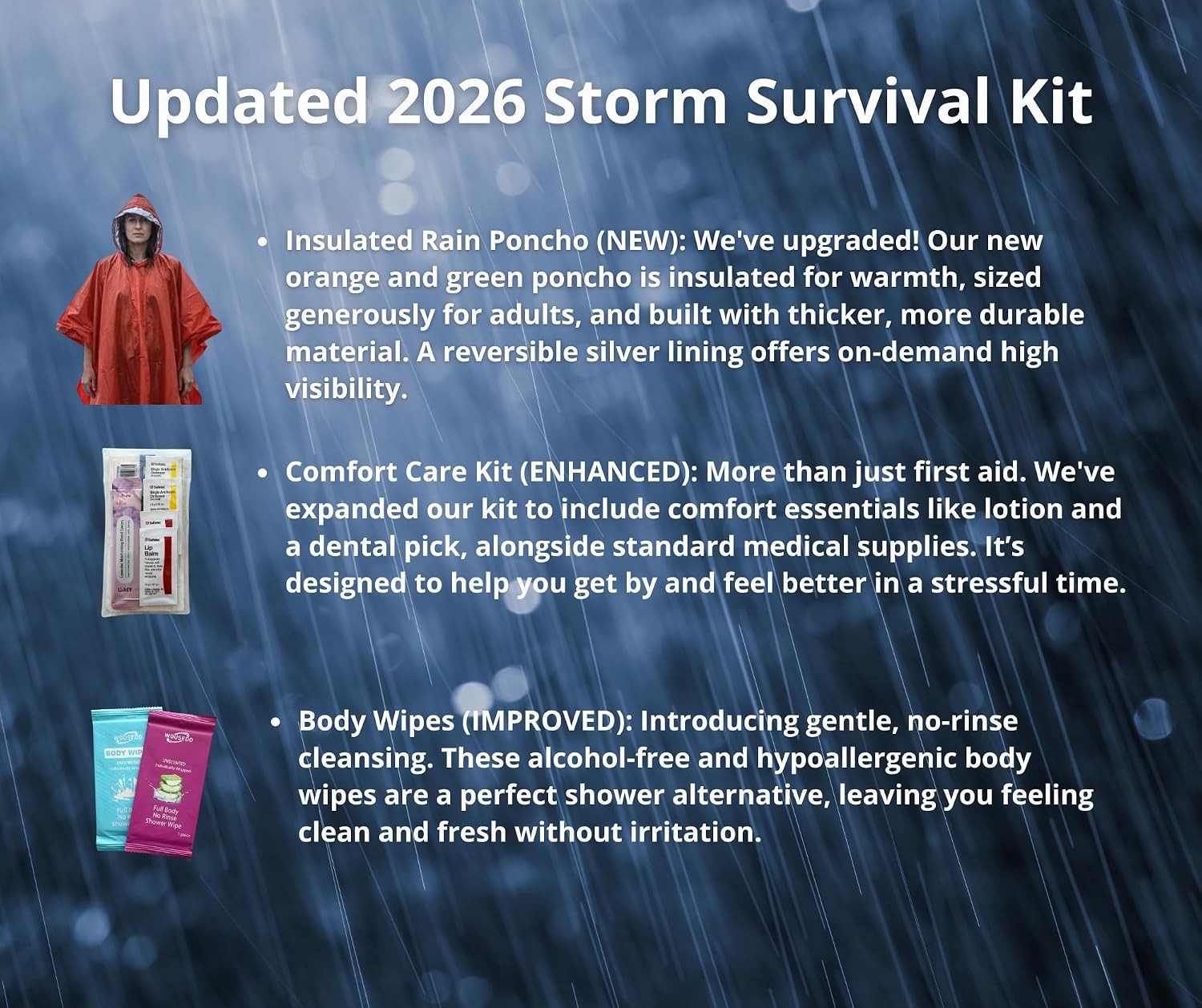Emergency Survival Kit for Hurricane, Storm, Tornado Preparedness | Insulated Po