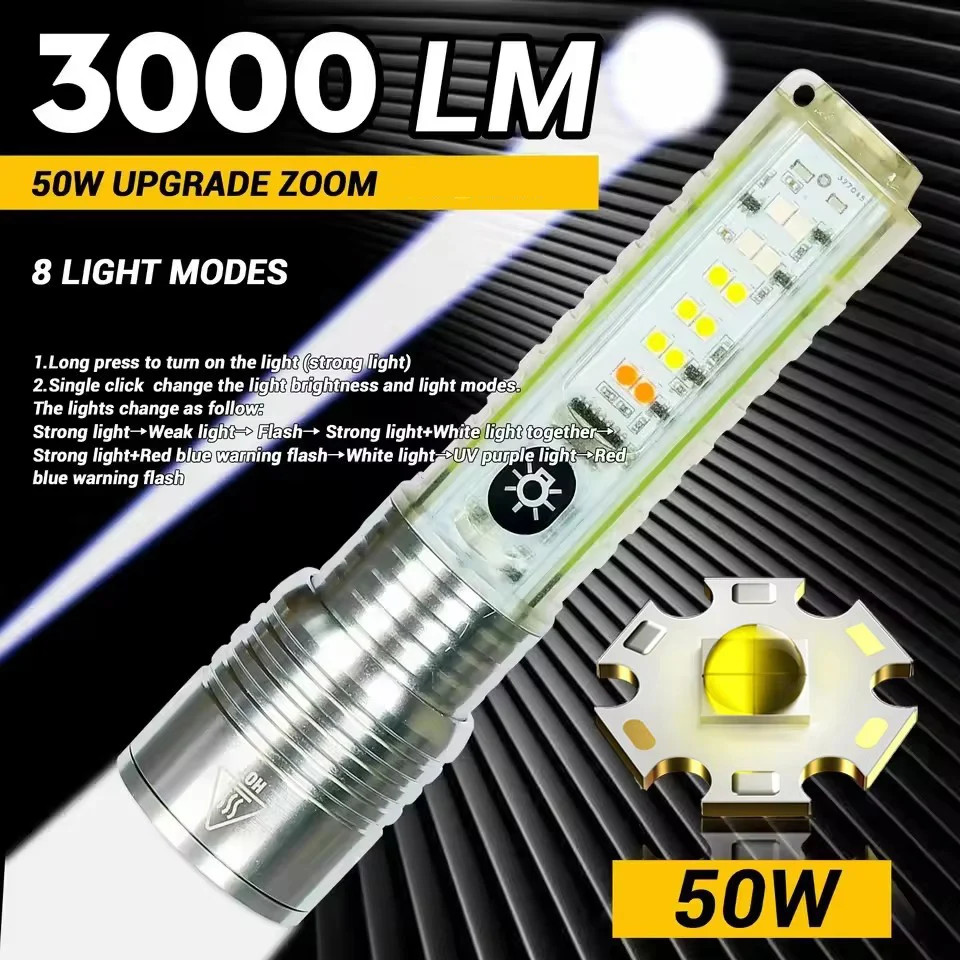 Spotlight Long-Range Strong Light XPG Focusing Flashlight Type-C Charging with S