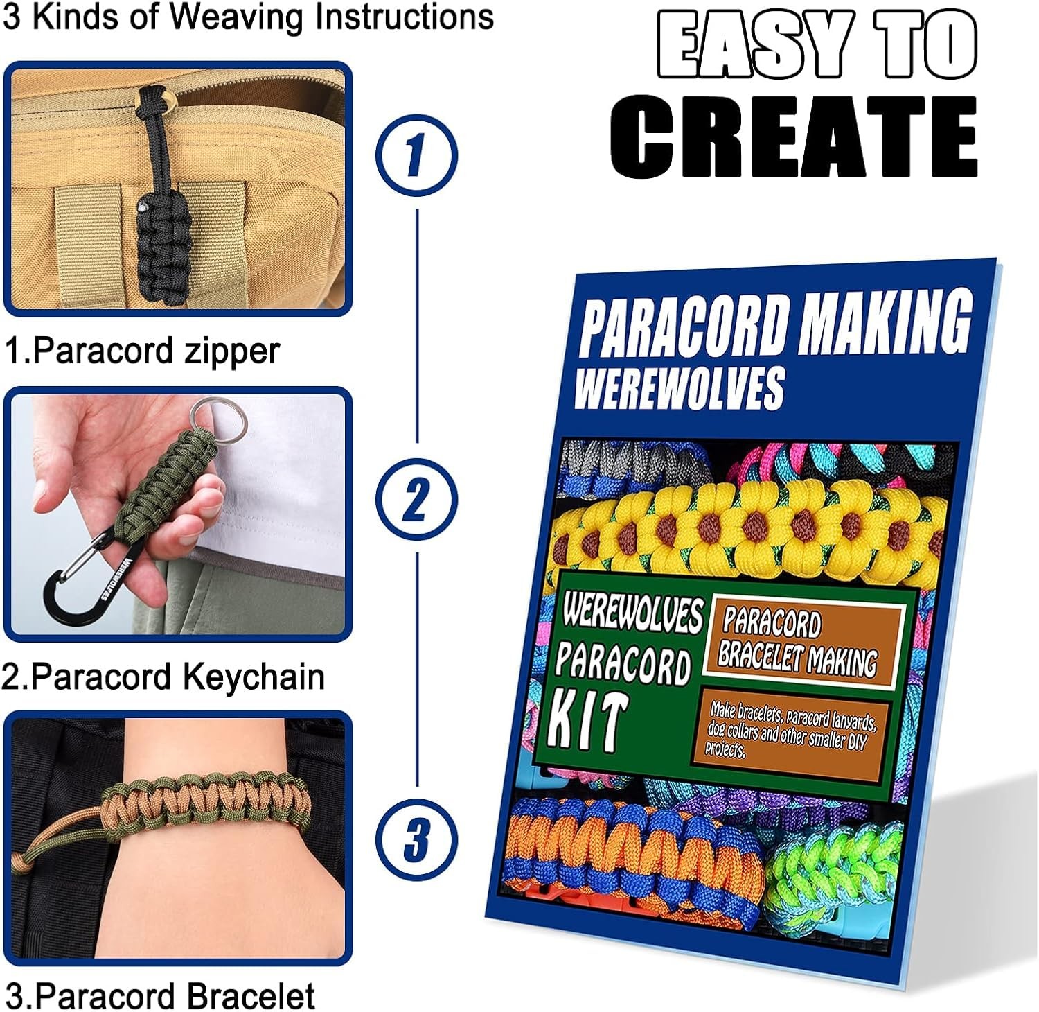 WEREWOLVES 28 Colors Paracord 550 Combo Crafting Kits 10 feet, 28 Colors-joy