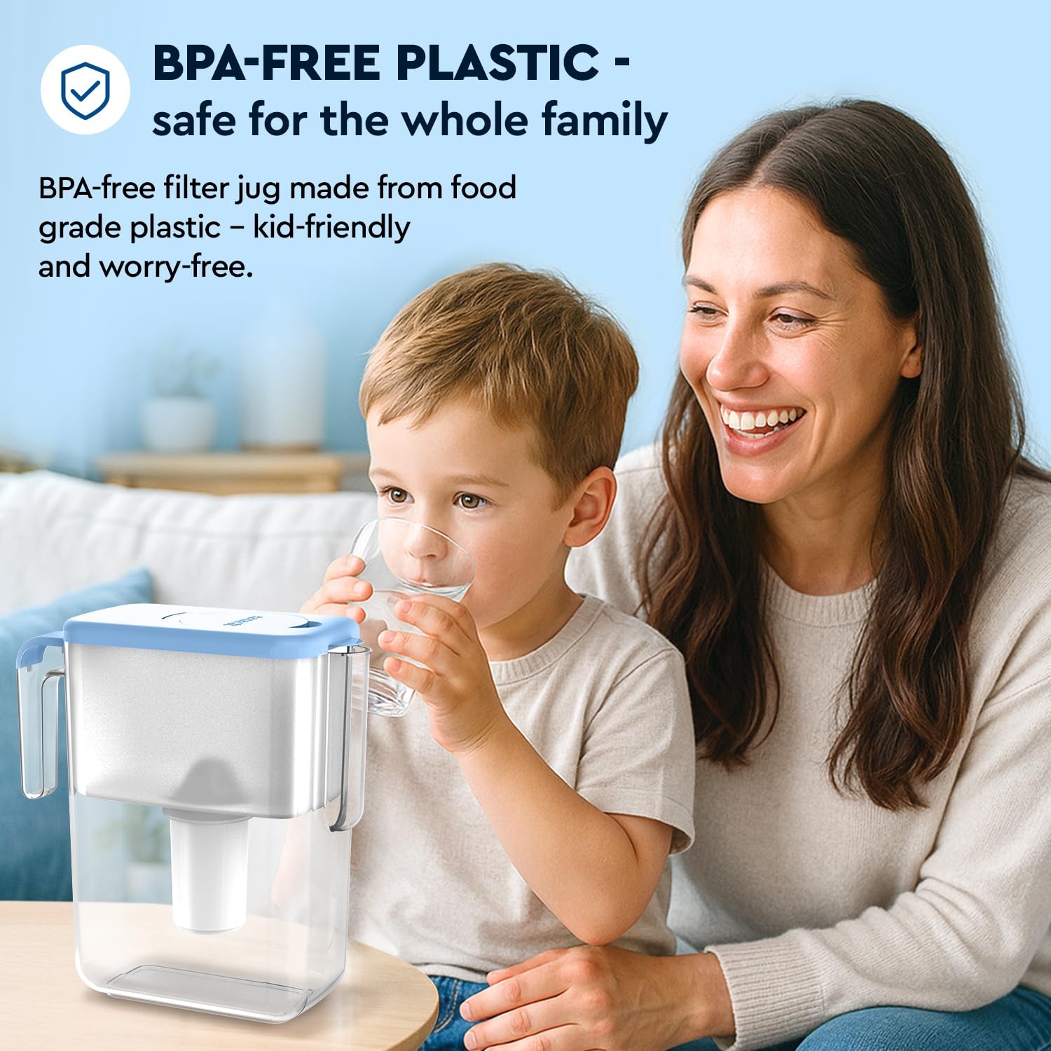 Slim Water Filter Jug, Capacity 3.5L, Reduces Chlorine and Limescale, Com…