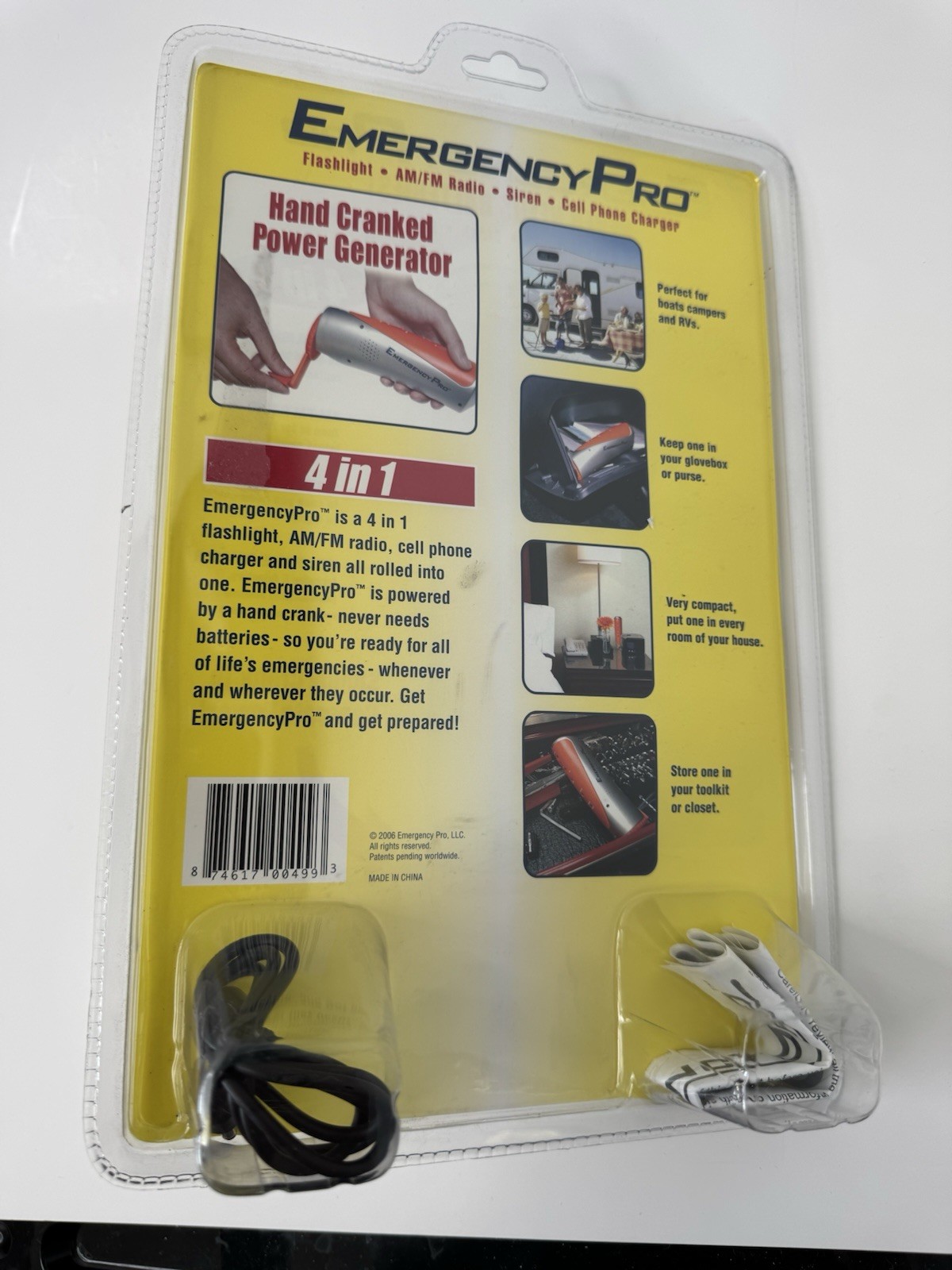 EmergencyPro Hand Crank – AM/FM Radio, Siren, Flashlight, Cell Phone Charger