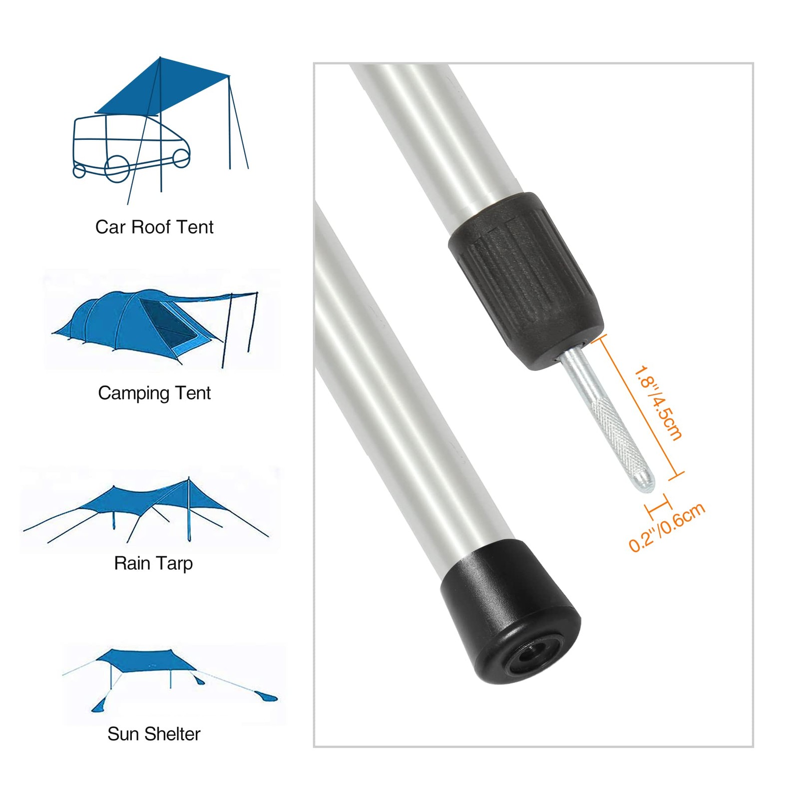 REDCAMP Aluminum Adjustable 35.43-90.55in (3 Section, Telescoping), Silver