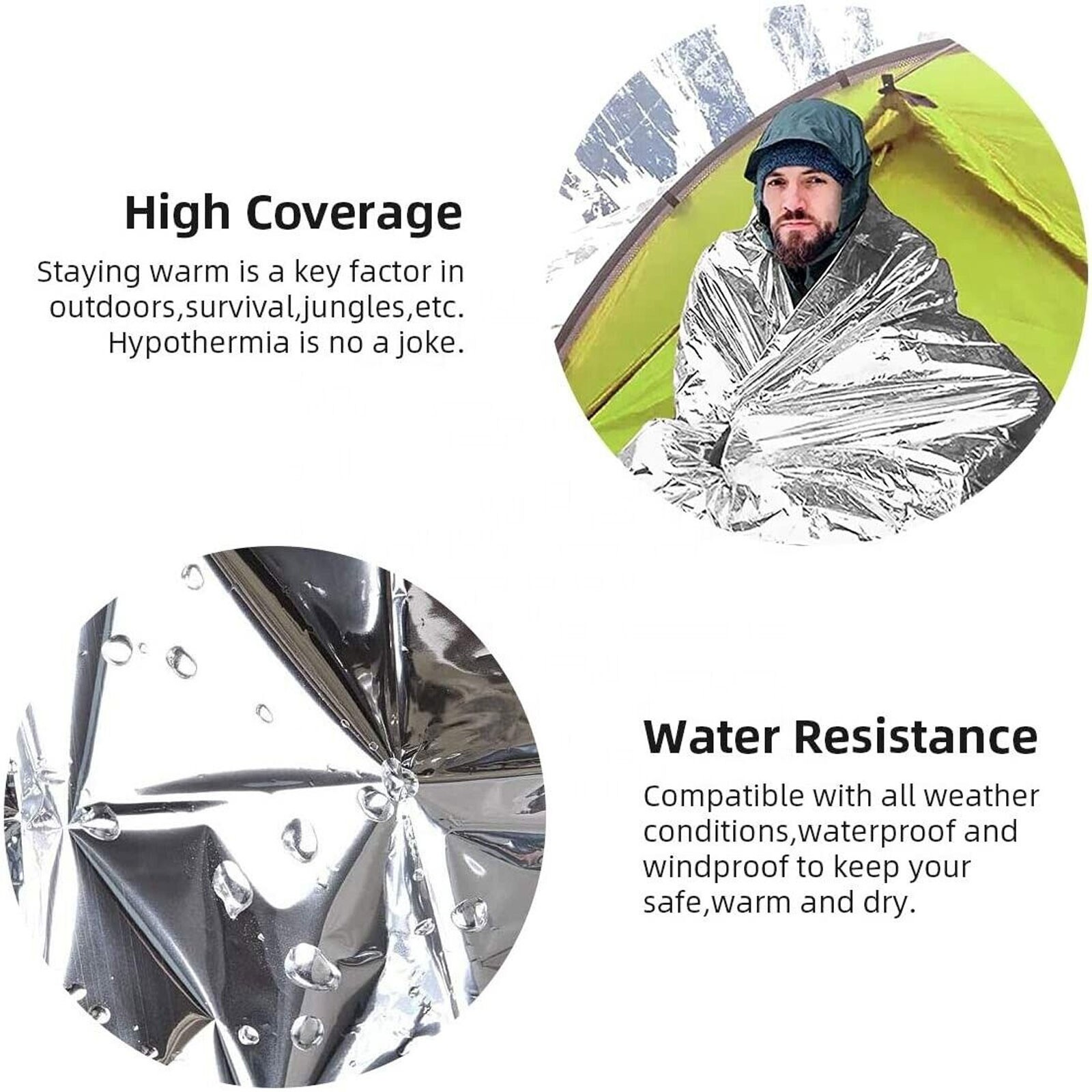 4 Pack Emergency BLANKET Thermal Survival Safety Insulating Mylar Heat 84″ X52″