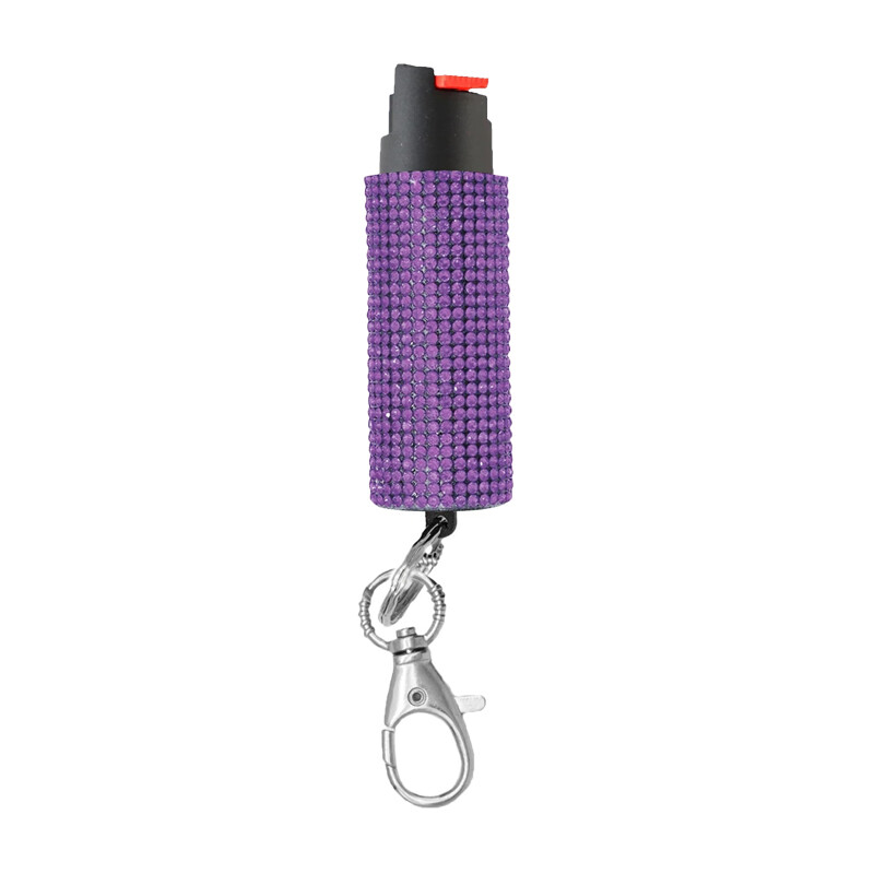 Bling It On Key Ring Self Defense Pepper Spray Purple Jeweled Cary Case
