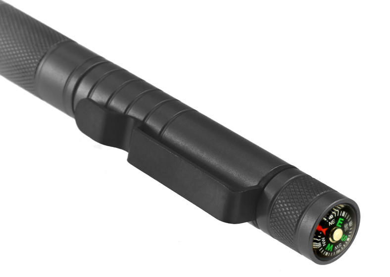 5 in 1 Compact Survival Tool Black Compass Punch Striker Flint Whistle Survival