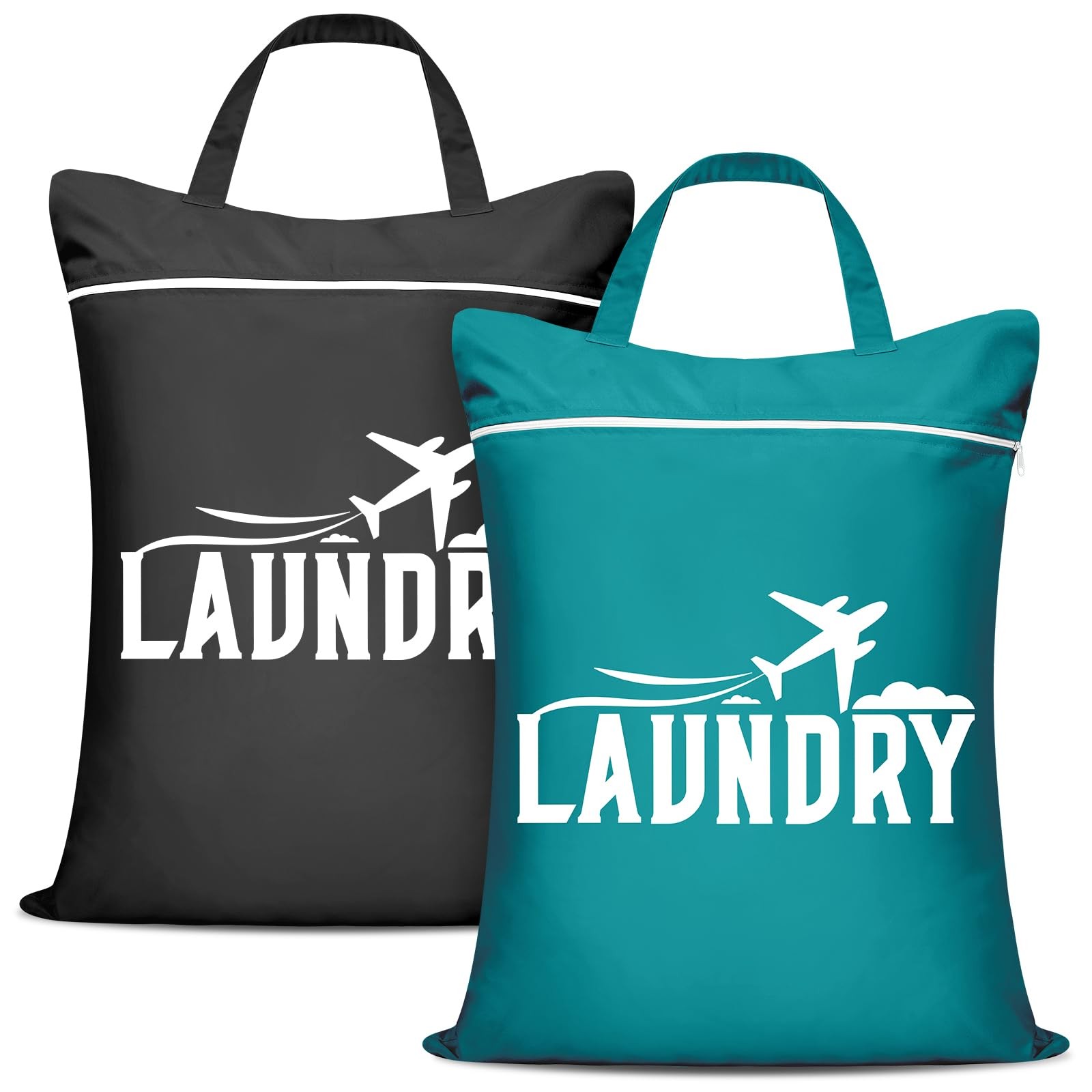 2 Pcs Large Travel Laundry Bag – Washable 18.1 x 22.8 inches, Black+Blue