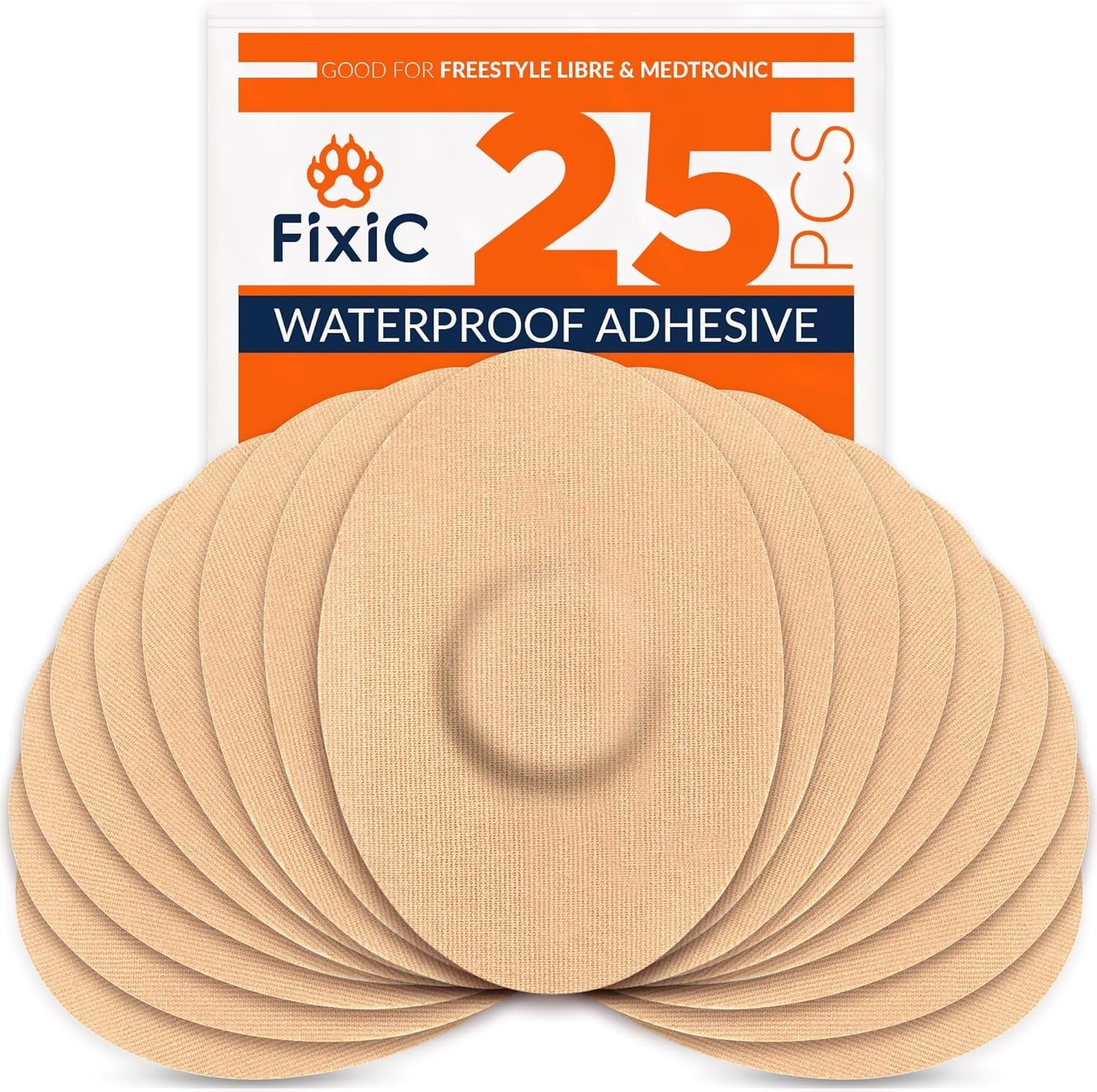 Hypoallergenic Cotton Adhesive Patches – 25 PCS for Libre 1, 2, 3 & G7 – Tan