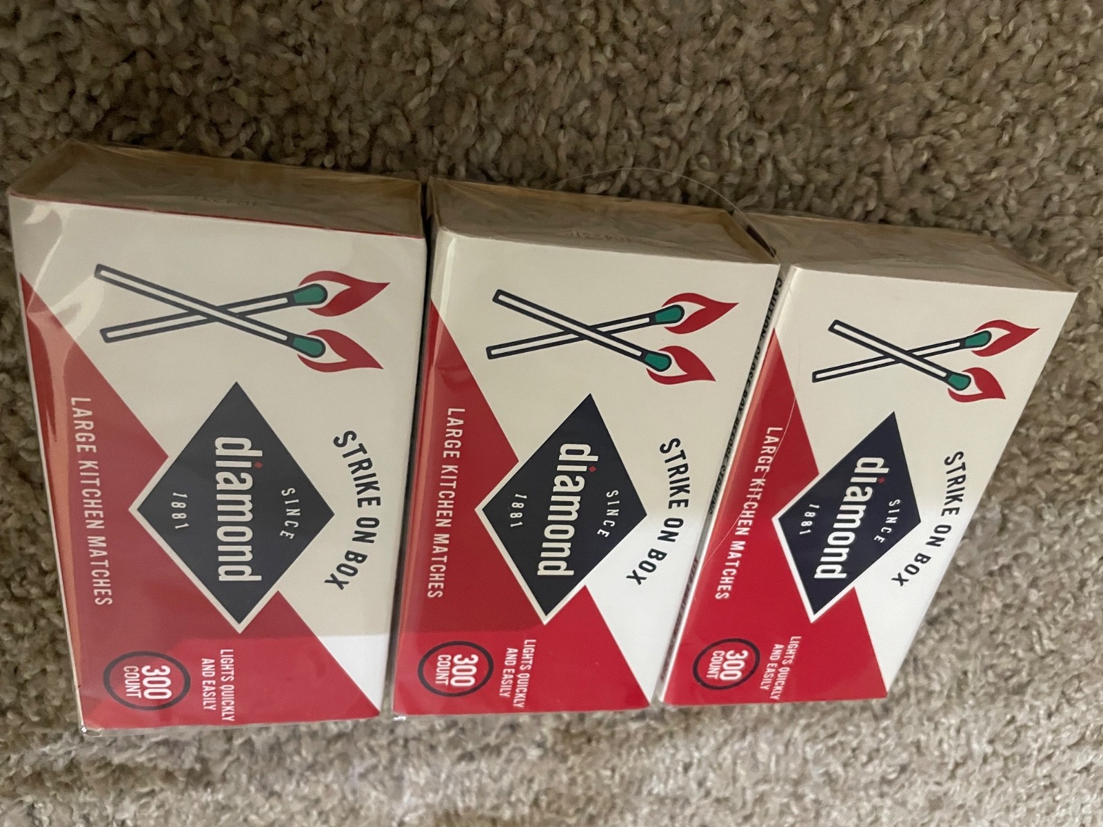 Diamond-Strike ON Box Matches [3 boxes of 300 each] Total 900
