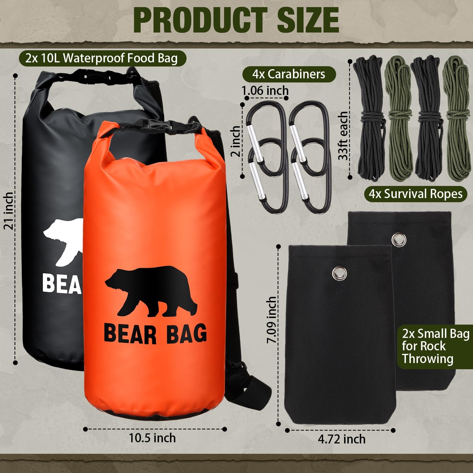 2 Sets Bear Food Bag for Camping Food Hanging System Includes 2 Waterproof Be…