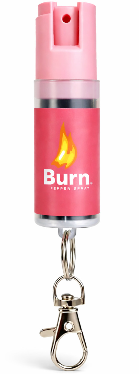 BURN Pepper Spray Keychain 0.5oz Police Strength Self Defense OC for Women Pink