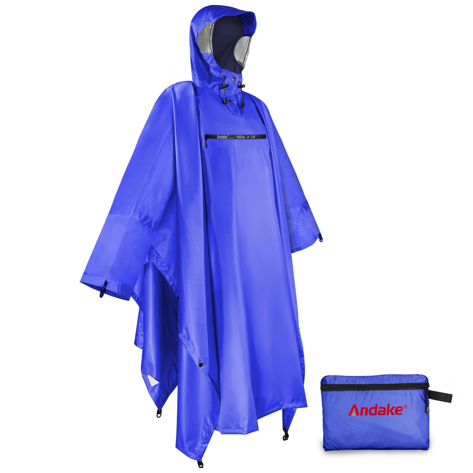 Reusable Rain Poncho, Portable Foldable Raincoat, Rain Gear for Walking Hikin…