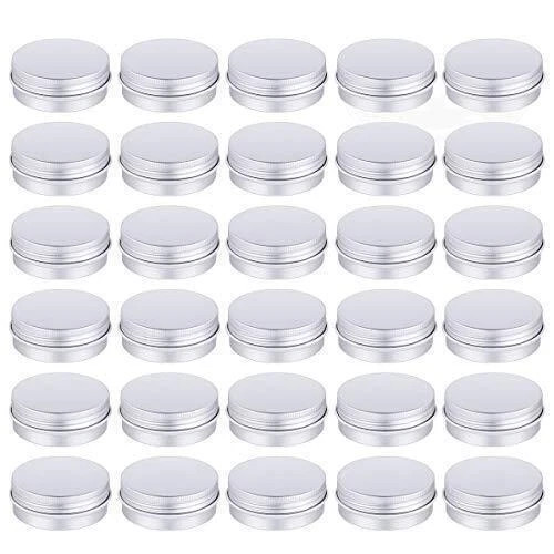 30 Pack Tin Cans Screw Top Round Metal Lip Balm Tins Containers With Lids 1oz