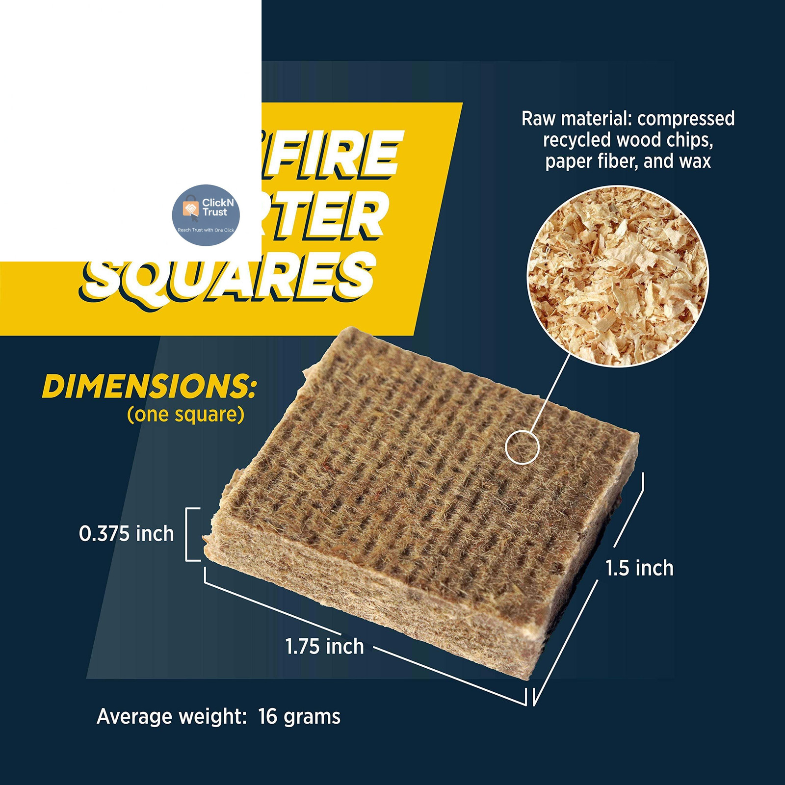 Rutland Safe Lite Fire Starter Squares – Heavy Charcoal 144 Count, Natural
