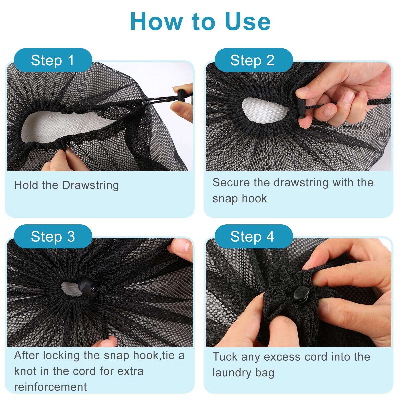 Urxvog 3 Pack Mesh Laundry Bags – 2 Large & 1 Small, 2 & 1 black
