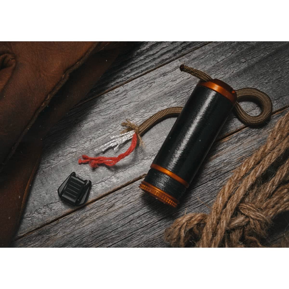 Lightweight Bushcraft Survival Repair Kit with FireCord Lanyard for First Aid, F
