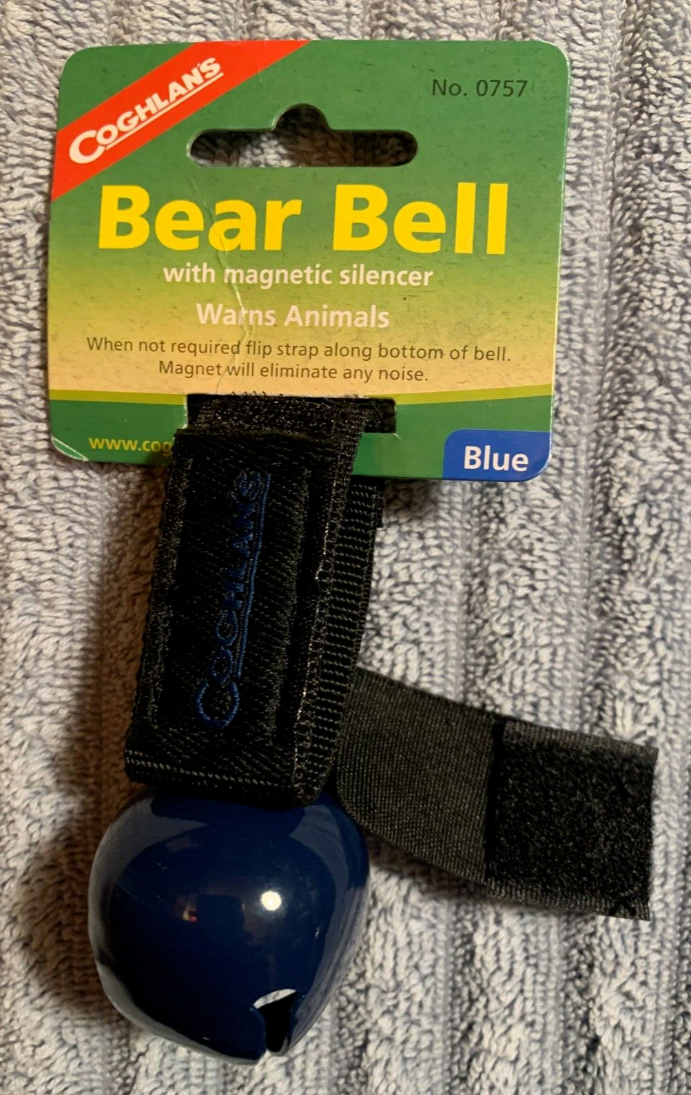 NEW Coghlan’s Bear Bell Blue w/Magnetic Silencer/Hook & Loop Strap Camp Dog 0757