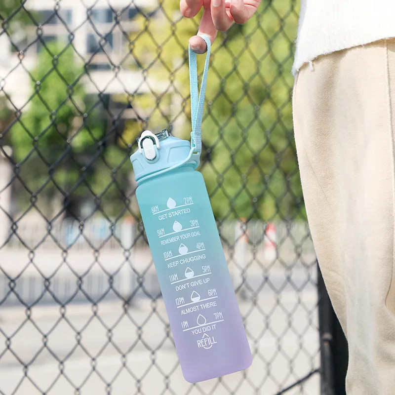 900ML Sports Water Bottle with Time Marker Leak-Proof Cup Motivational Portable