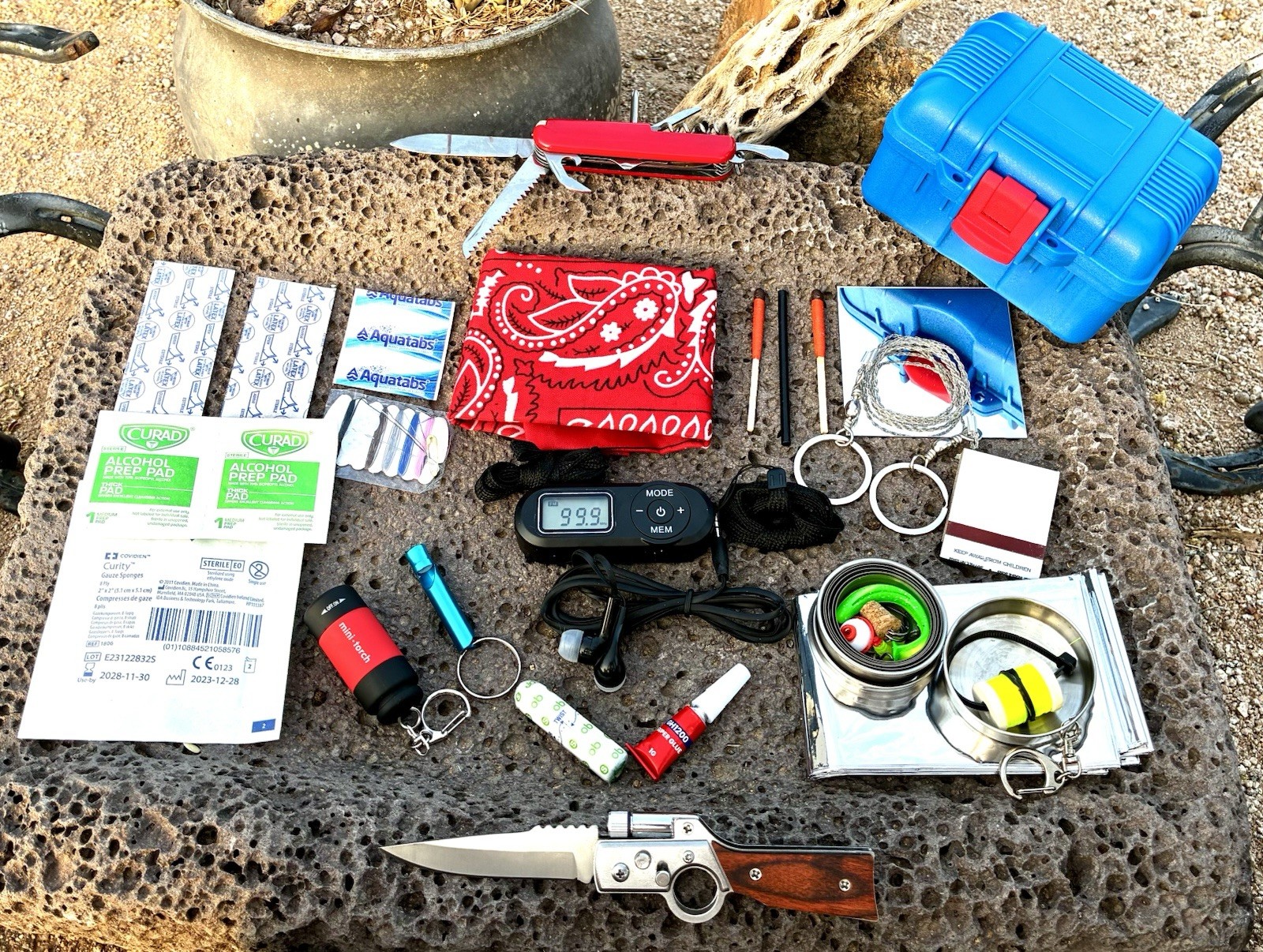 Survival Kit with Radio and Knife Camping Fishing Emergency Prep EDC