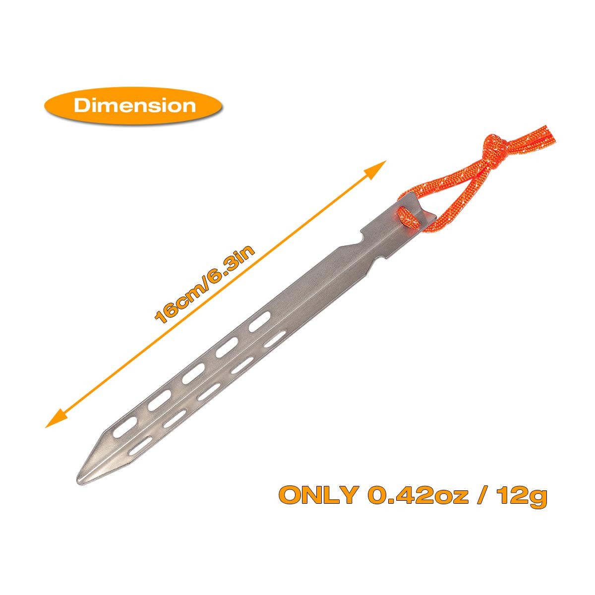 Hikemax Ultralight Titanium Tent Stakes 6 Pack – V-Shaped Pegs 6