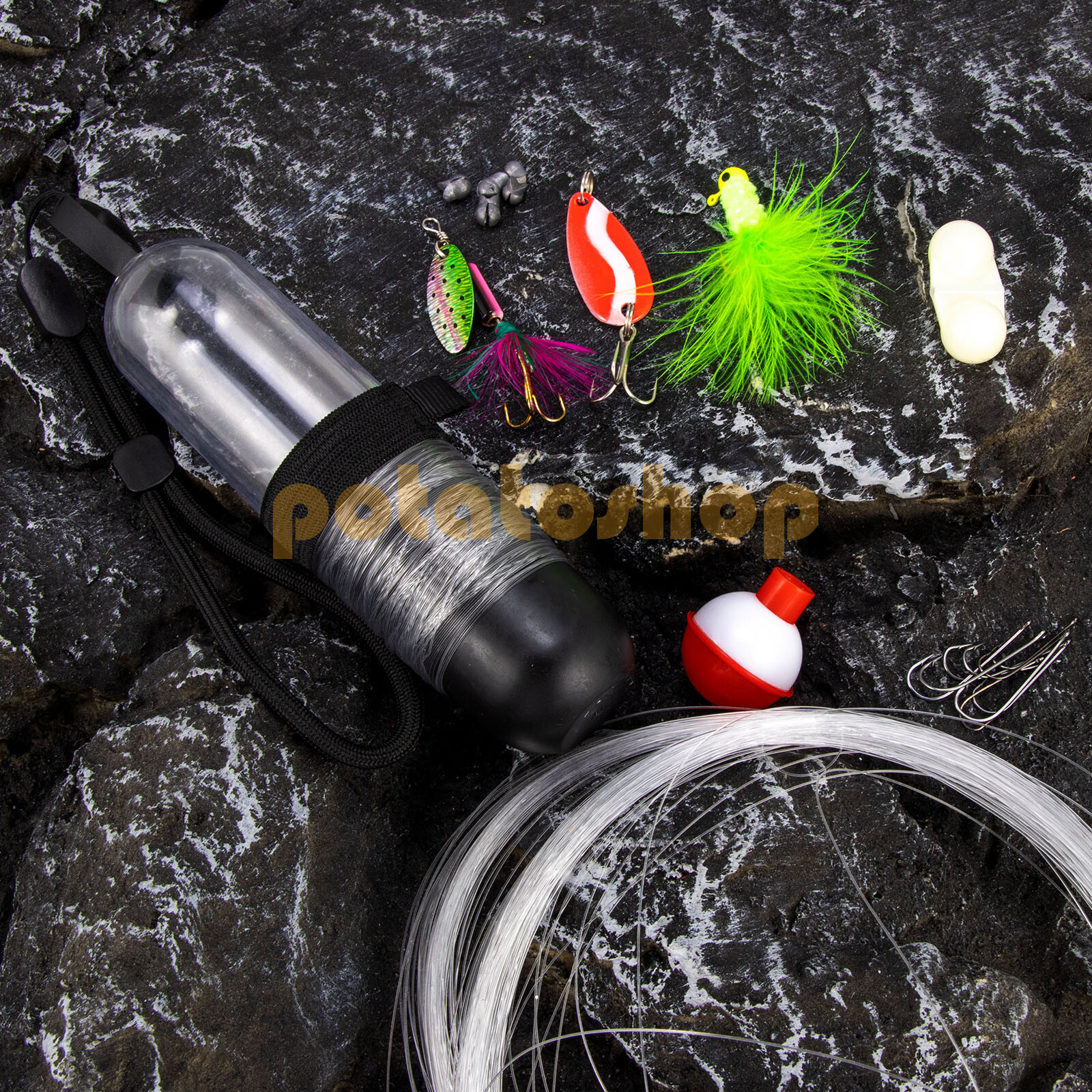 25pcs Pocket Reel Emergency Bug Out Bag Kit Survival Fishing Lead Weight Outdoor
