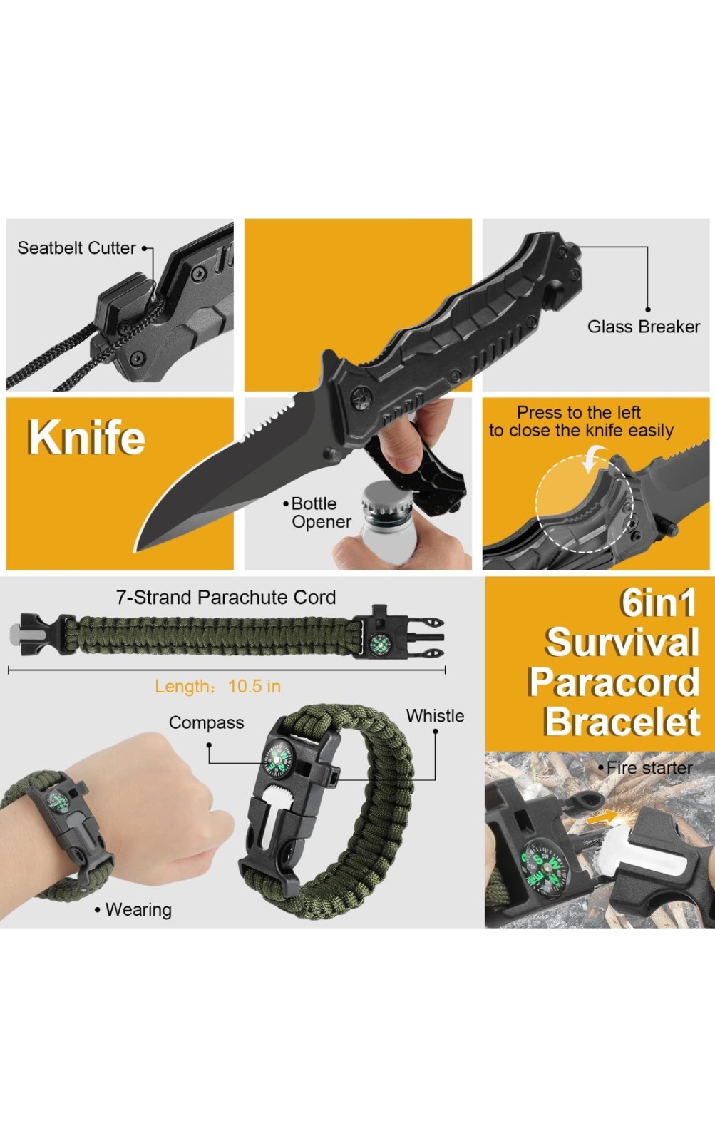 19-in-1 Emergency Survival Kit Premium Outdoor Gear | Camping Hiking Hunting