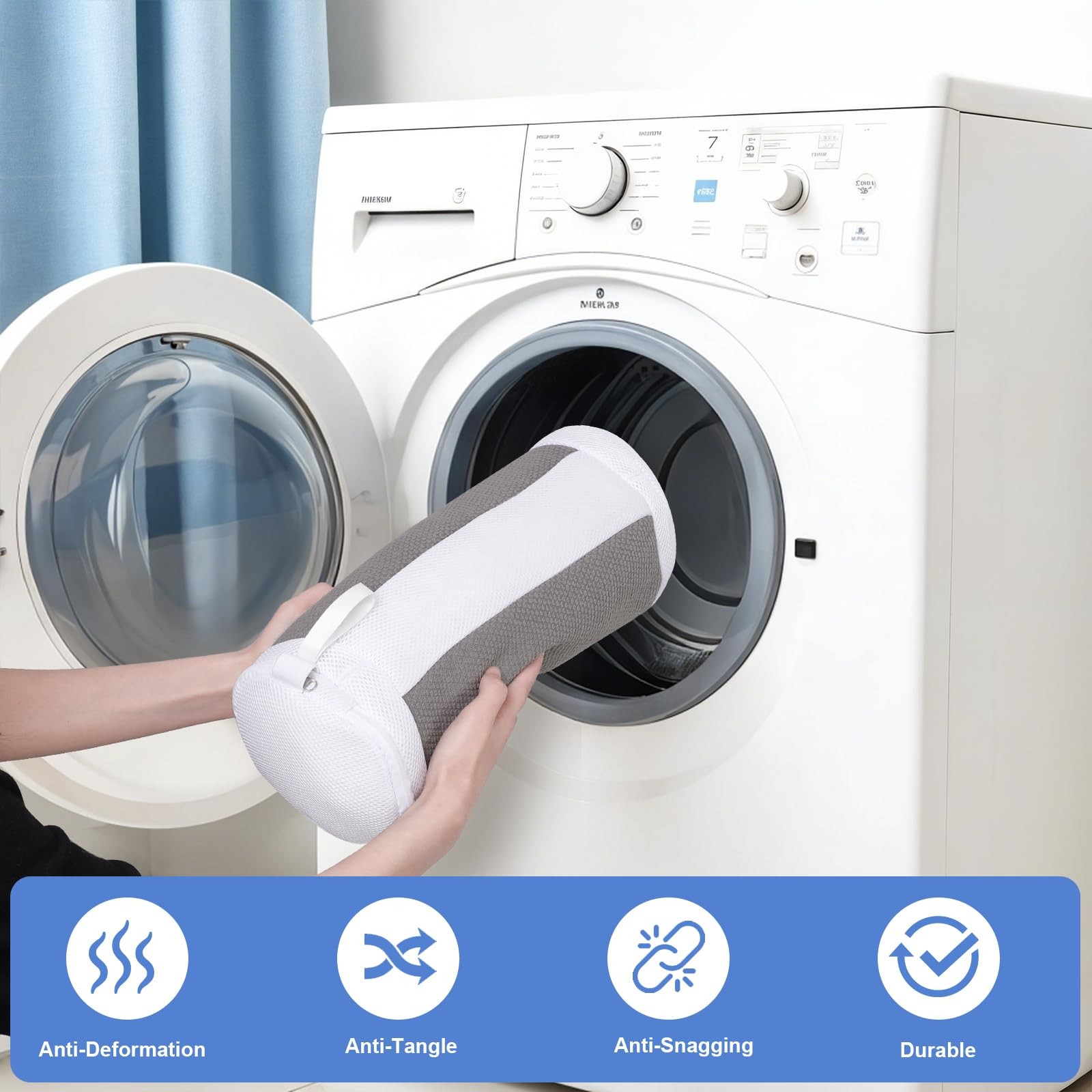 Shoe Washing Machine Bags, 2 PCS Bag for 16 x 8 Inch, Grey+White