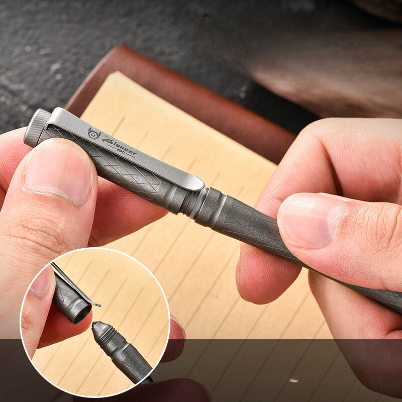 Titan Alloy Pen 4.7″ Ballpoint Pen with Pocket Clip Refillable Compact Size
