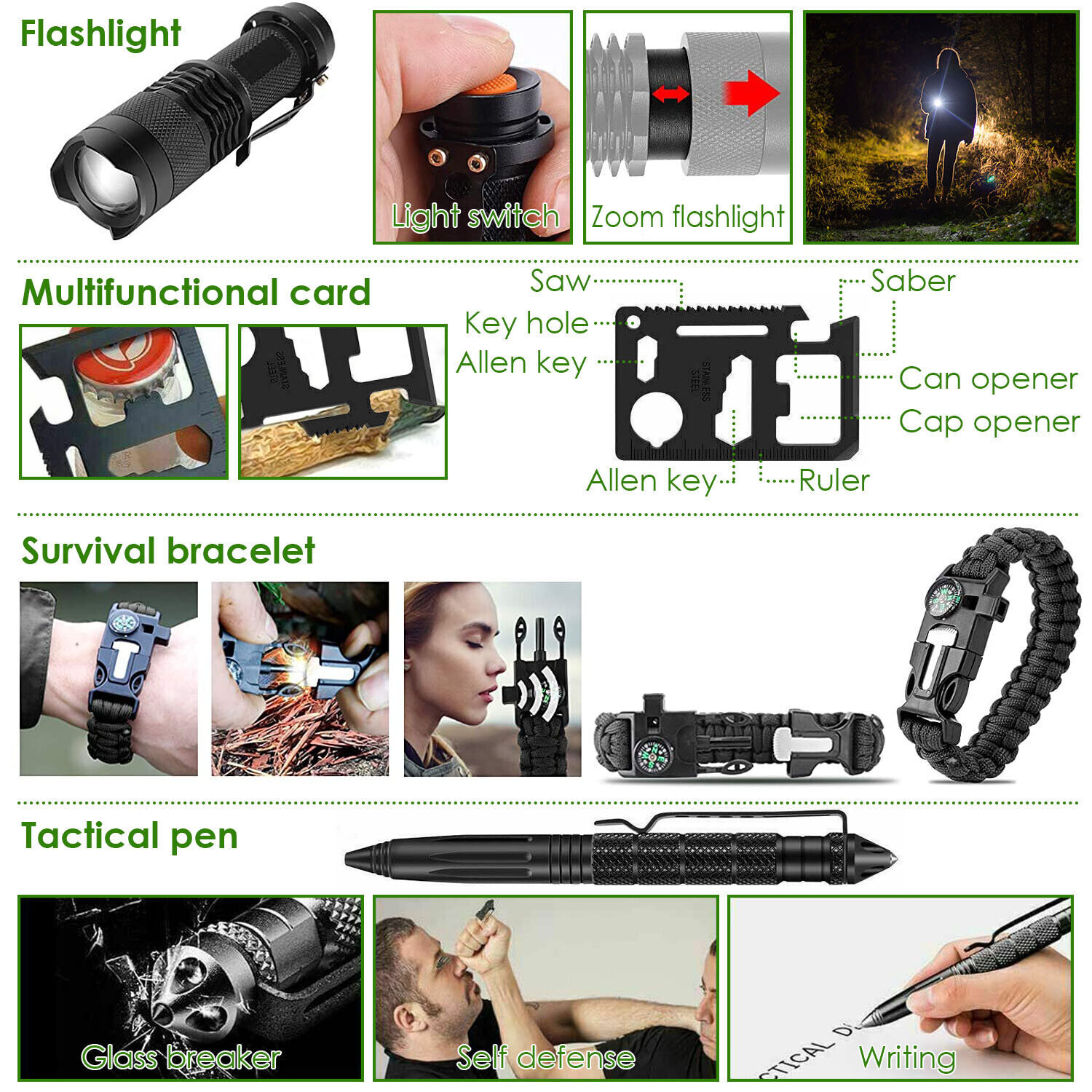 47PCS Emergency Survival Equipment Tool Kit Outdoor Tactical Hiking Camping Aid