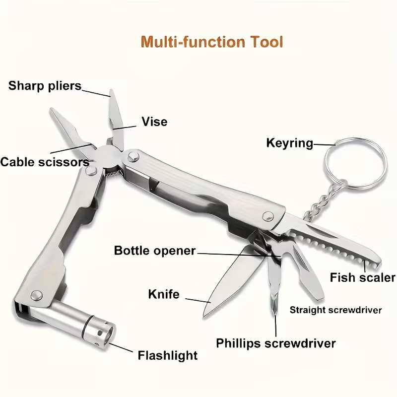 6pcs, Survival Kit SOS Emergency Gear, Set Camping Hiking Multi Tool Compass