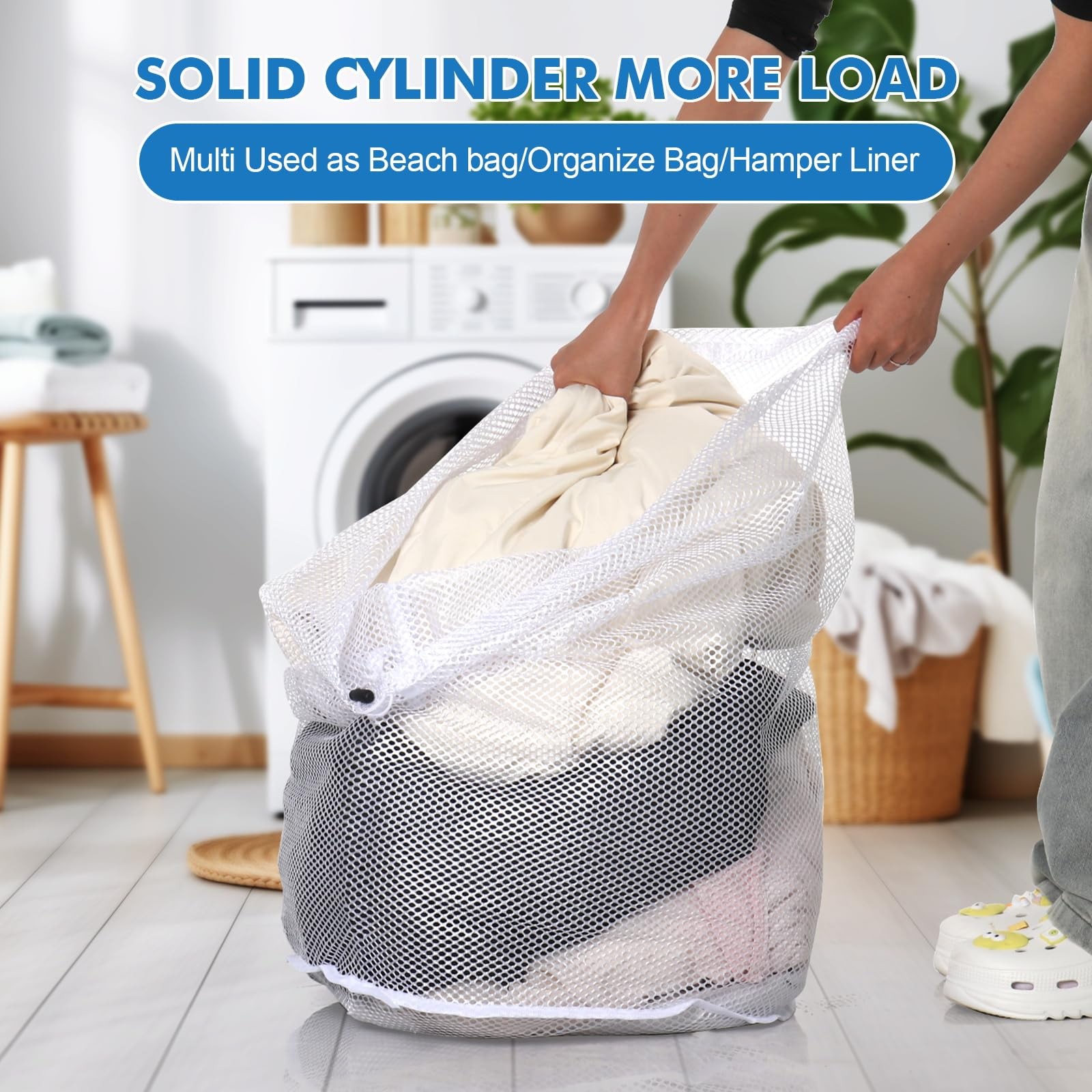 3Pcs Mesh Laundry Bags Washing Machine Wash Jumbo 3 pcs, White