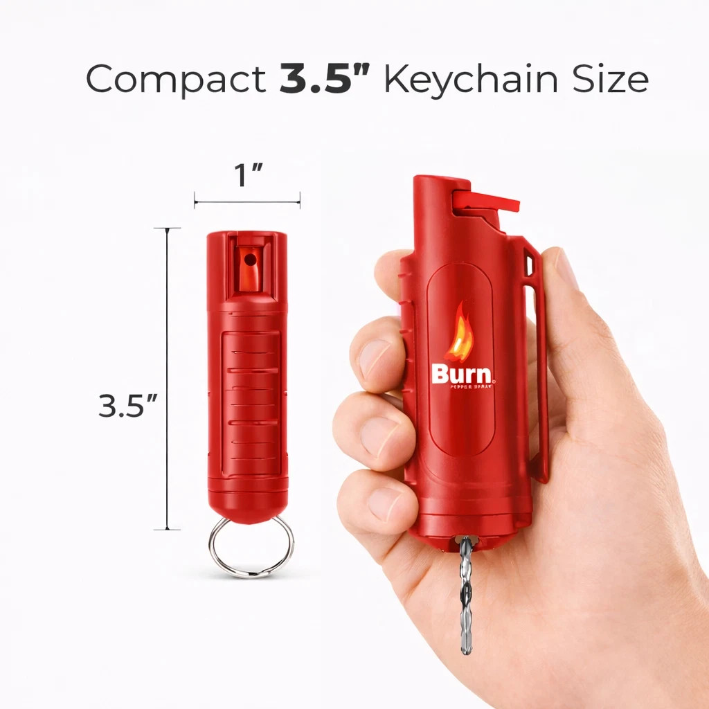 Burn Pepper Spray .50oz Police Strength Self Defense Security Keychain Red