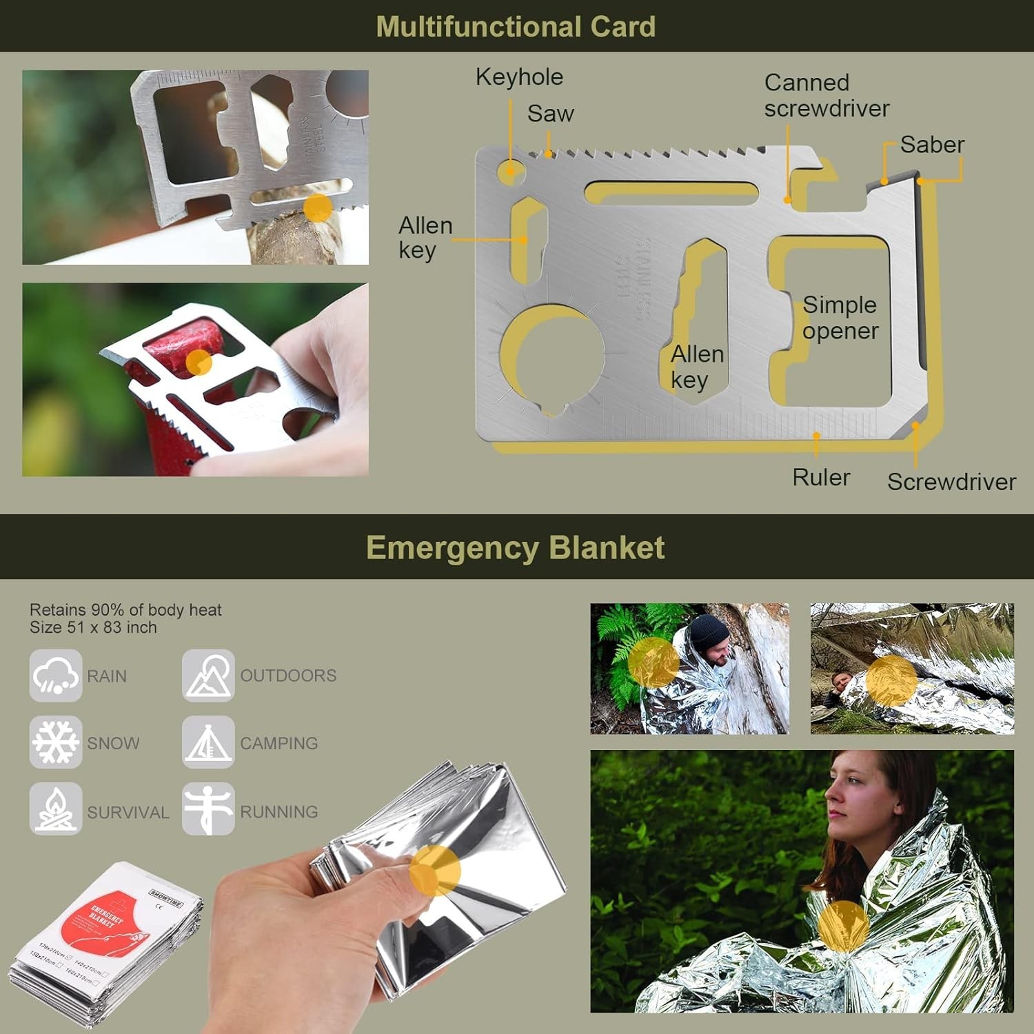 29 in 1 Emergency Survival Kit Outdoor Camping Hiking Gear Set