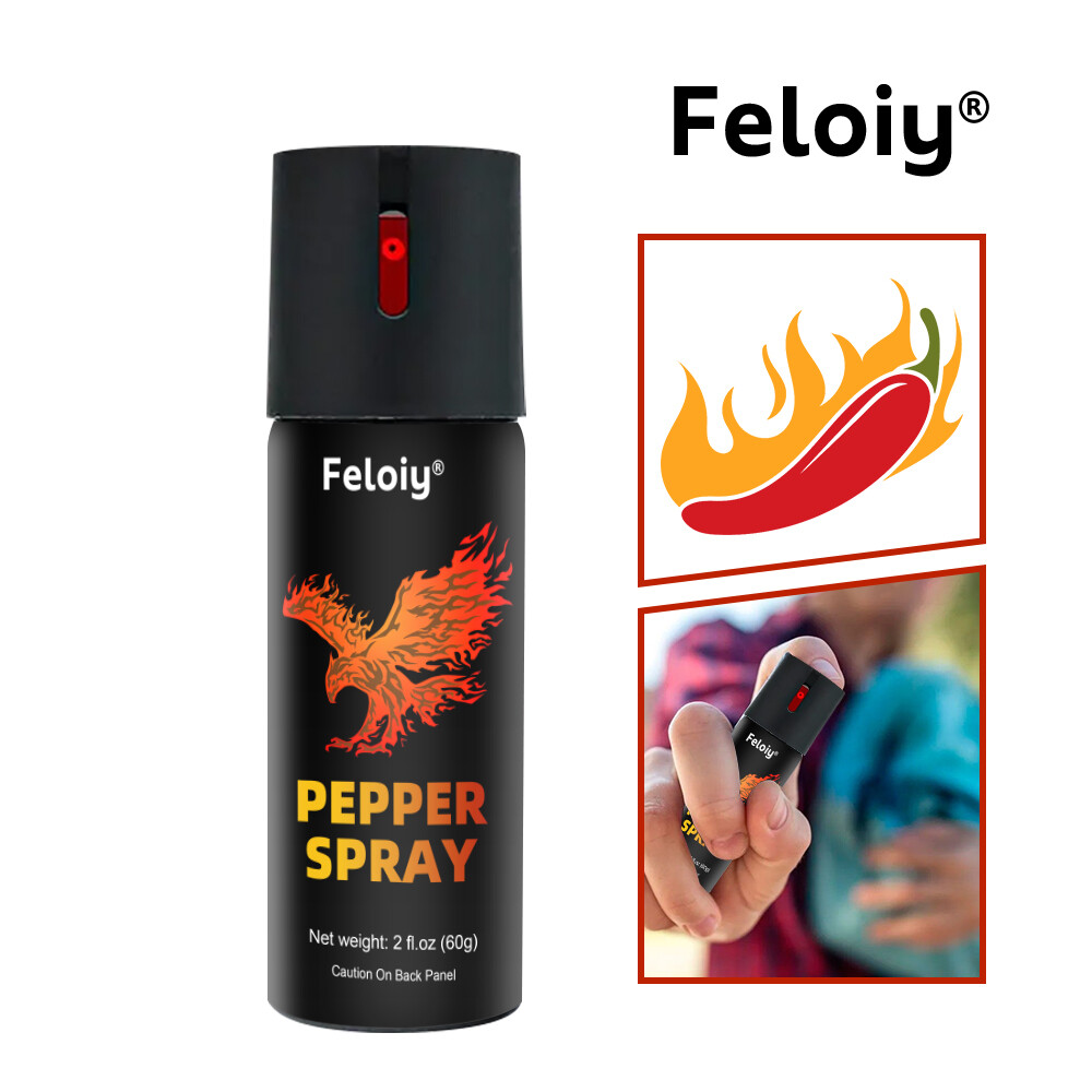 Feloiy 2oz Black Flip Top Safety Lock Pepper Spray For Self Defense
