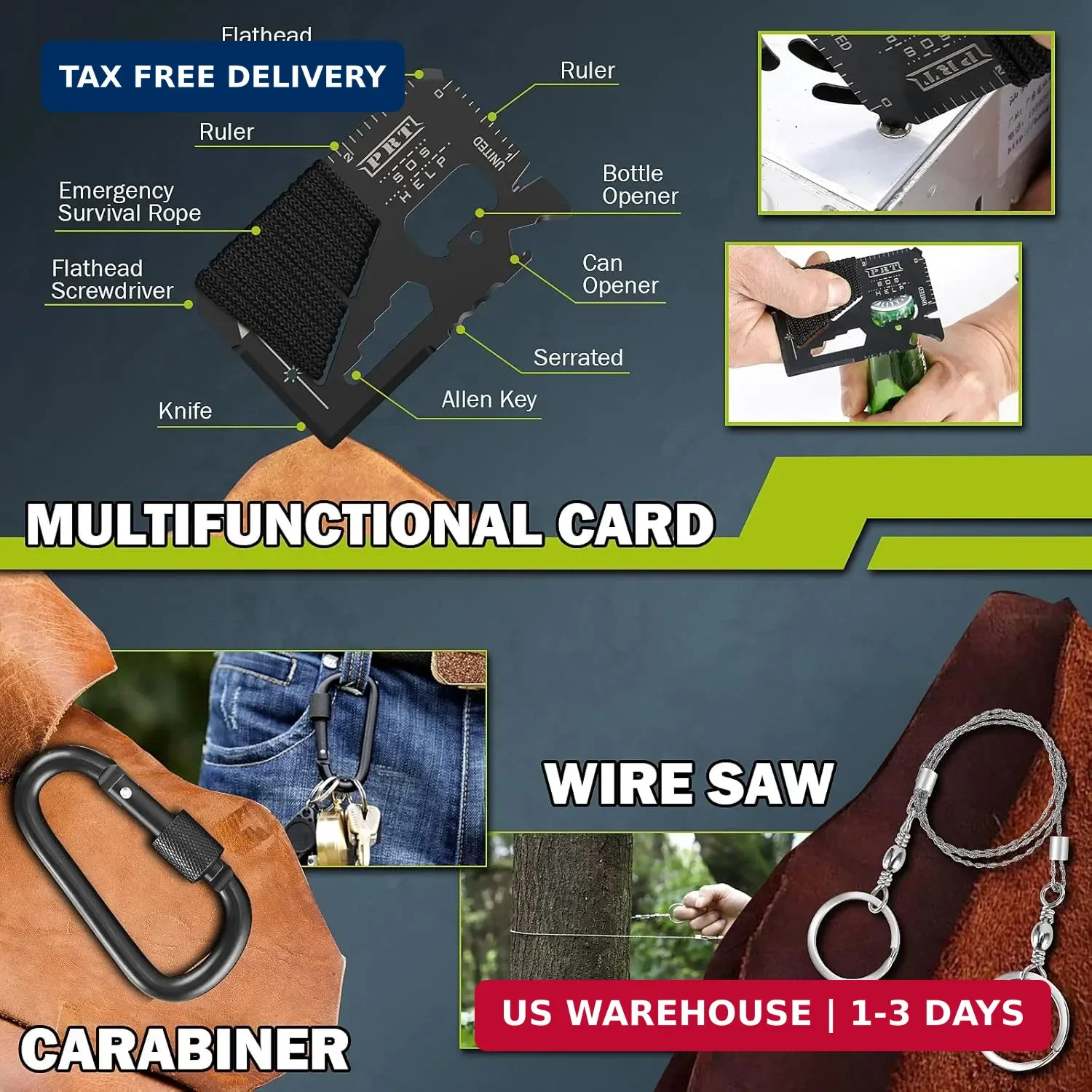 Survival Kit 17 in 1, Survival Gear and Supplies for Adult Teen Men, Survival Ca