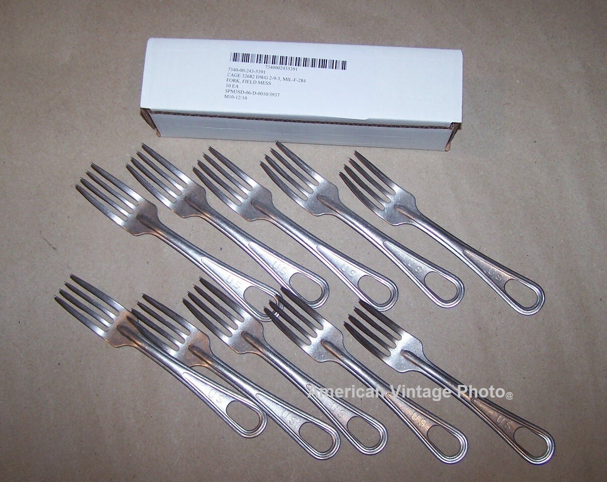 10 Military Fork Mess Utensil Silverware UCCO+ Shelby P38 Camping Hiking Scouts
