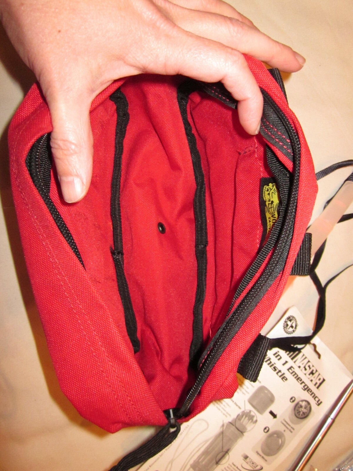 Mountain Man Tactical Bag, Compass Whistle Firestarter Emergency Light