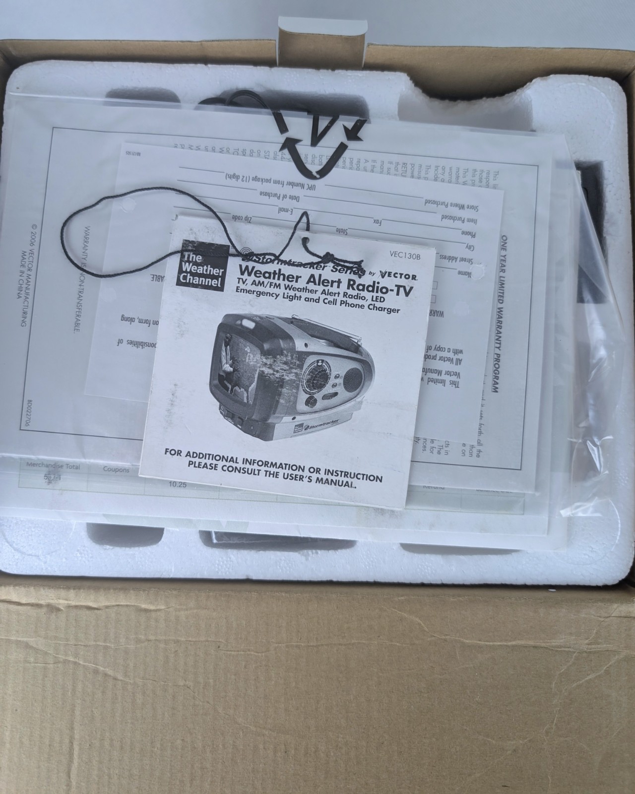 Vintage Vector Stormtracker VEC130B Weather Alert Radio TV Alarm Clock TESTED