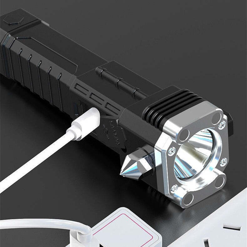 Emergency window breaker flashlight combo