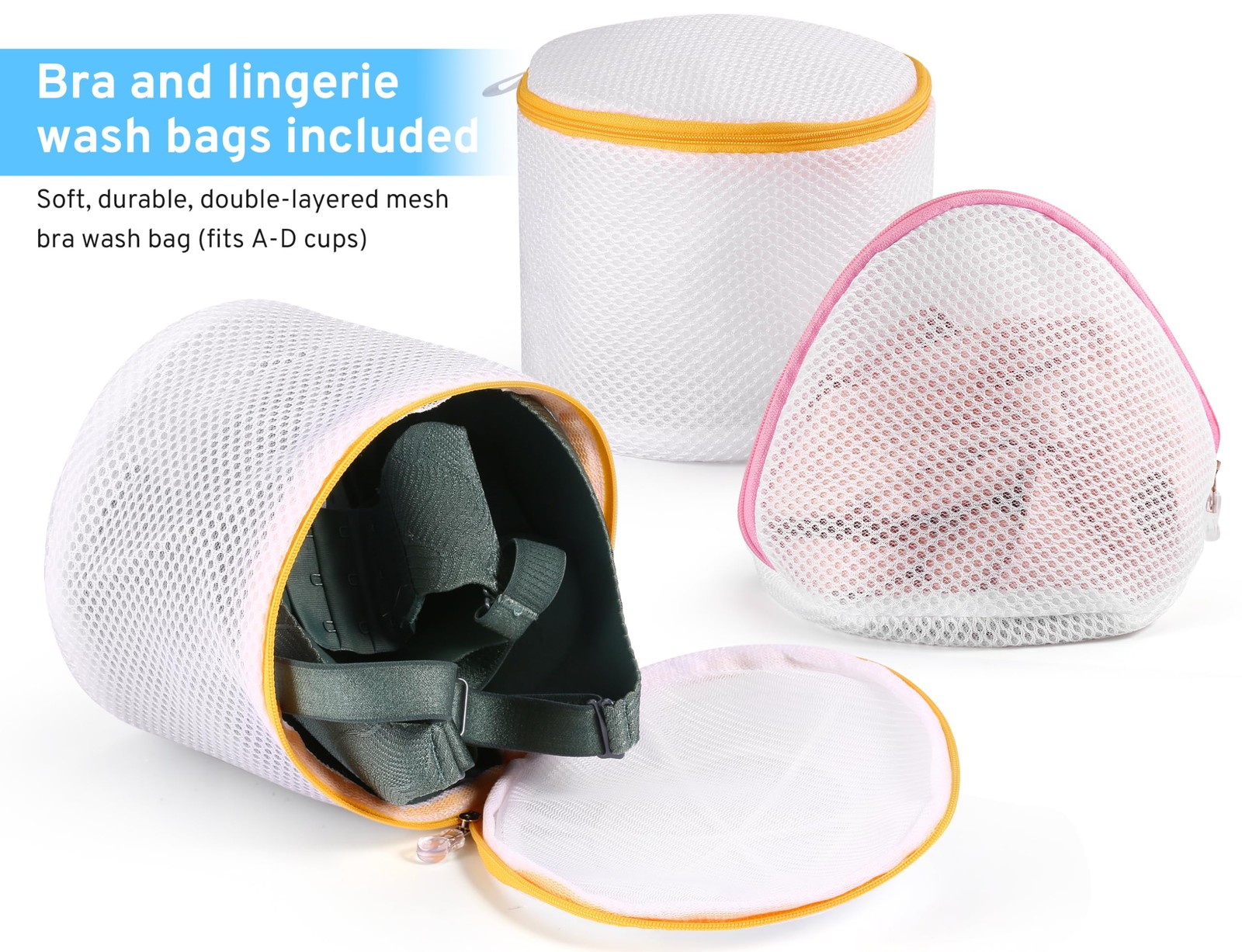 Ultimate 7 Pack 6 Size Mesh 1*XL+1*L+2*M+1*S+2*Bra Bags_Fine Mesh, White