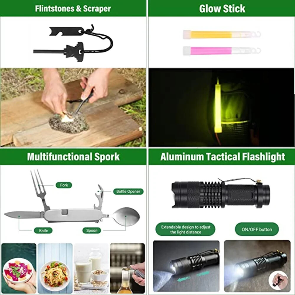 Survival Kit and First Aid Kit, 142Pcs Professional Survival Gear and Equipment