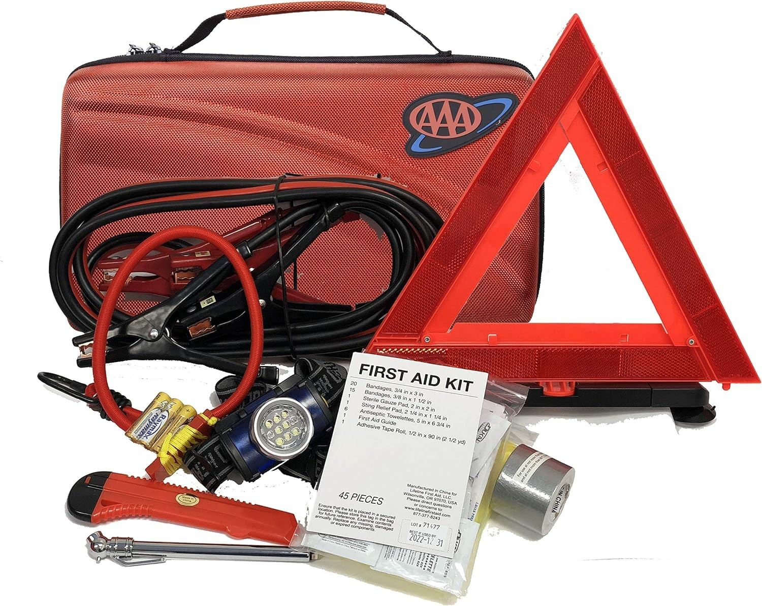 Lifeline AAA Executive Road Kit, 67 Piece Emergency Car and First Aid Kit