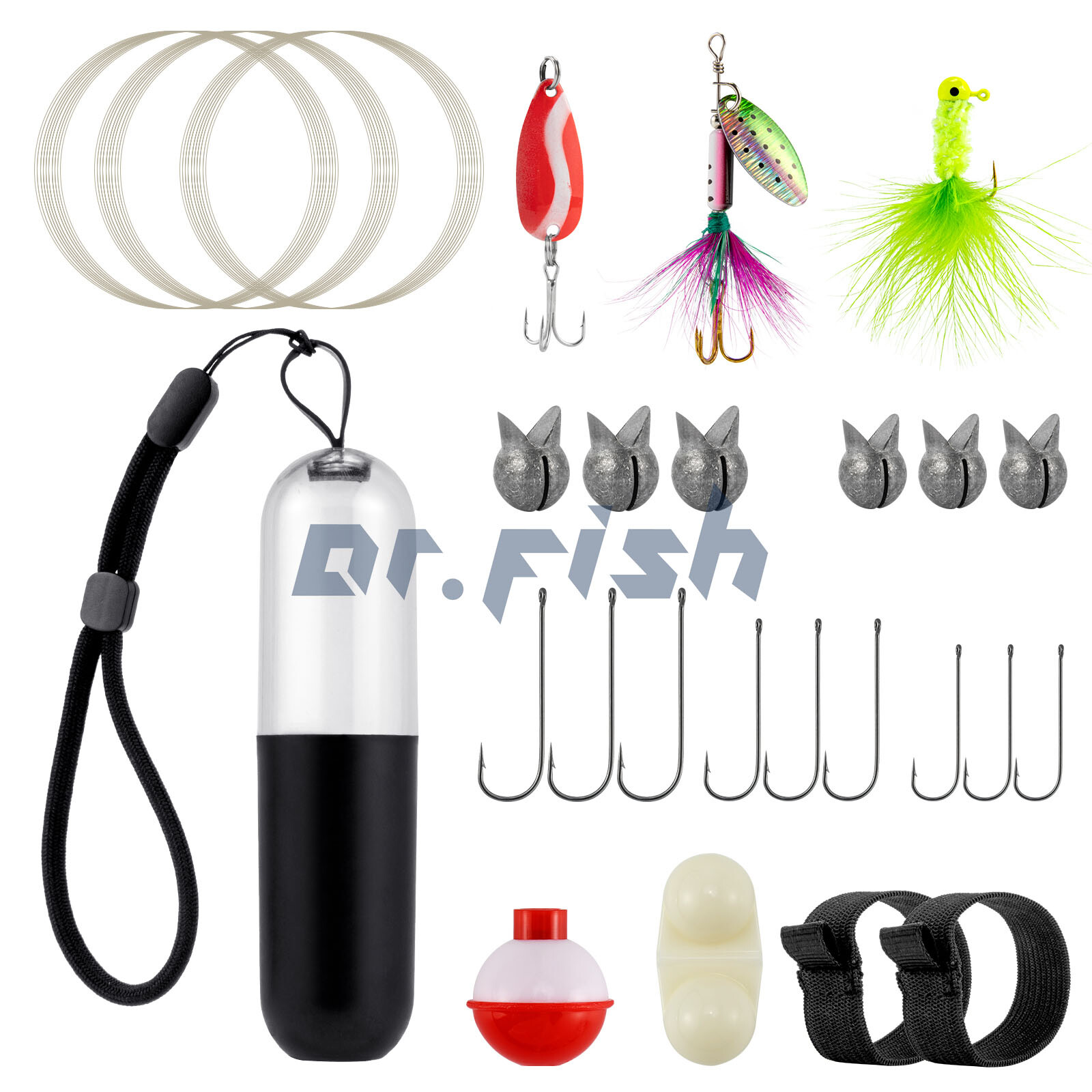 25pcs Pocket Reel Survival Fishing Kit Emergency Bug Out Bag Lead Weight Camping