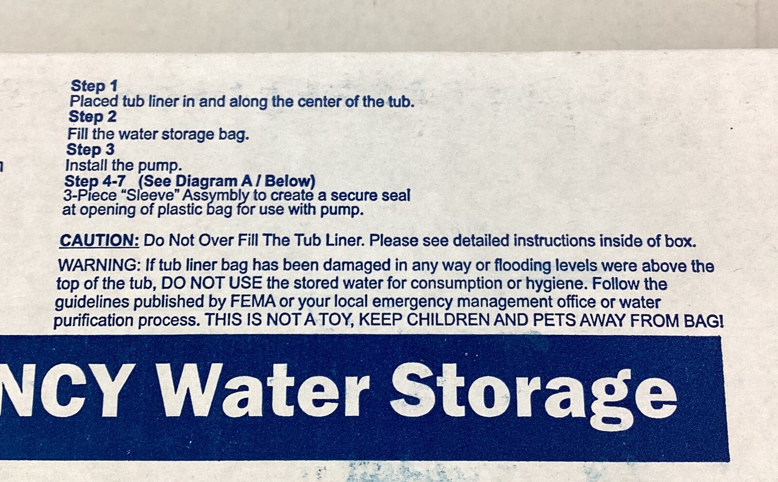AquaPod Kit 65 gal Emergency Water Storage In-Home Bathtub New