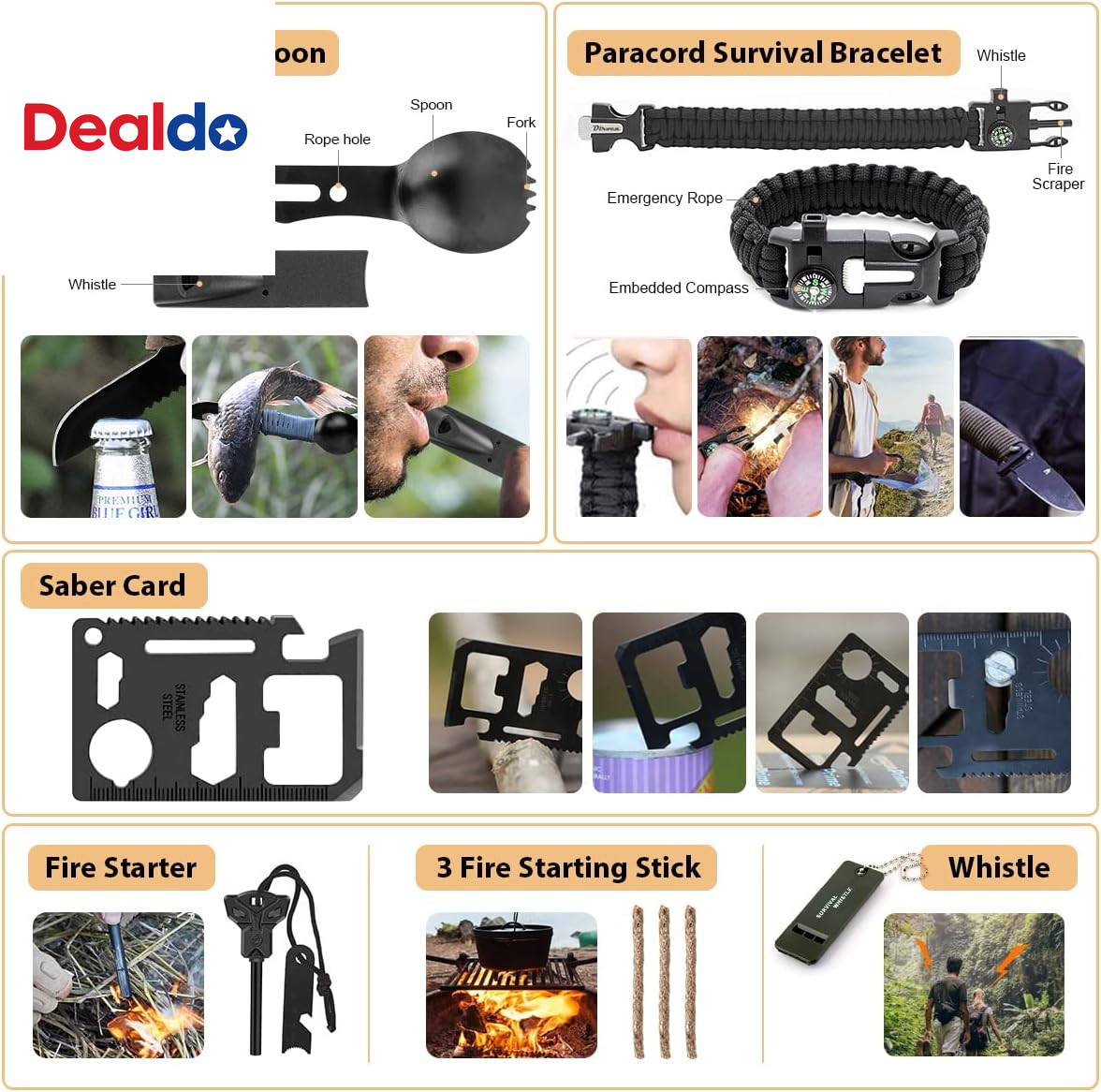 Survival Kit, 250Pcs Survival Gear First Aid Kit with Molle System Compatible Ba